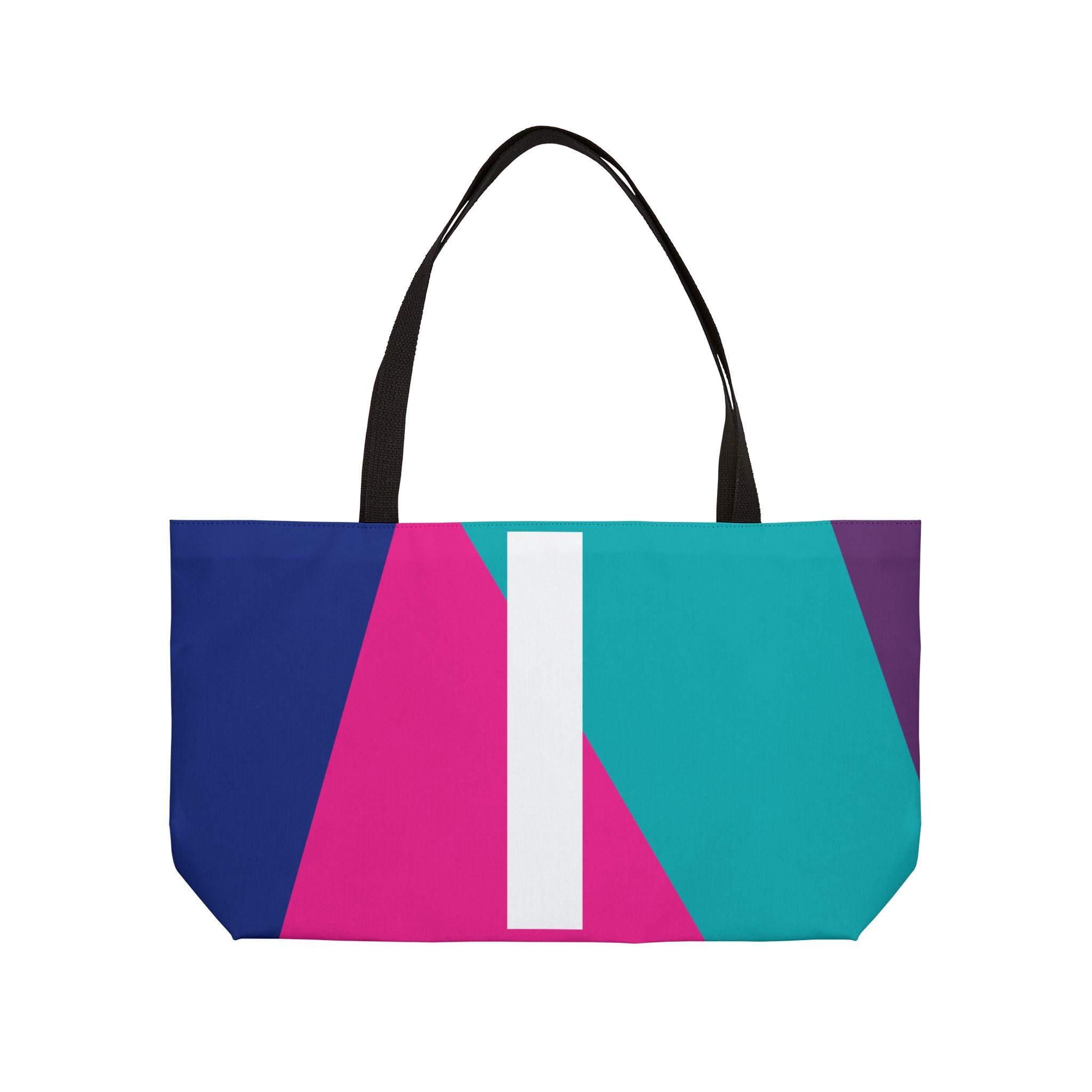 Personalized 'I' Colorblock Tote Bag — Monogram Weekender Tote