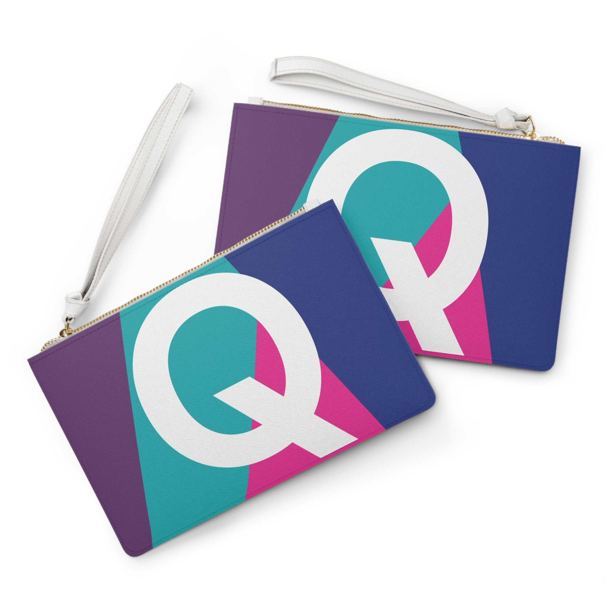 Monogram 'Q' Colorblock Clutch Bag — Bold Geometric Wristlet for Everyday & Gifts