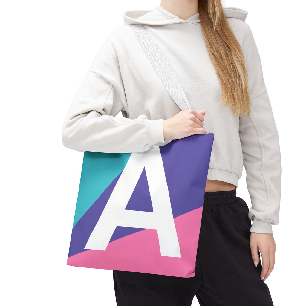 Monogram 'A' Colorblock Tote Bag — Personalized Initial A Shoulder Tote