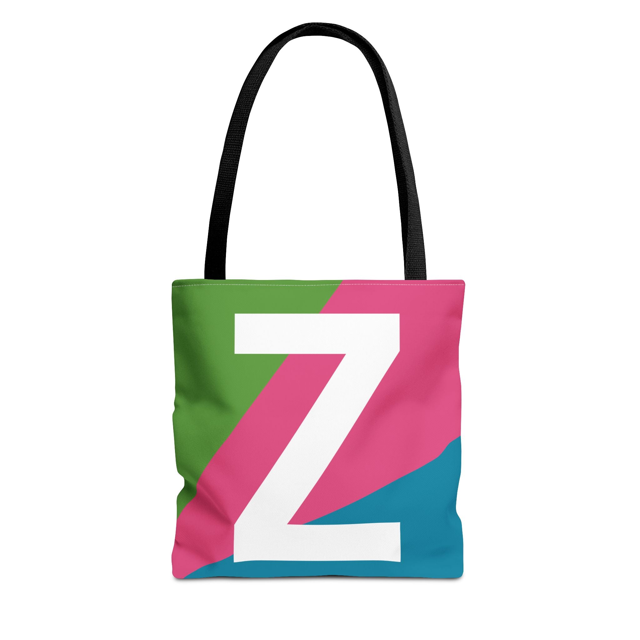 Monogram 'Z' Colorblock Tote Bag — Personalized Initial Z Shoulder Tote