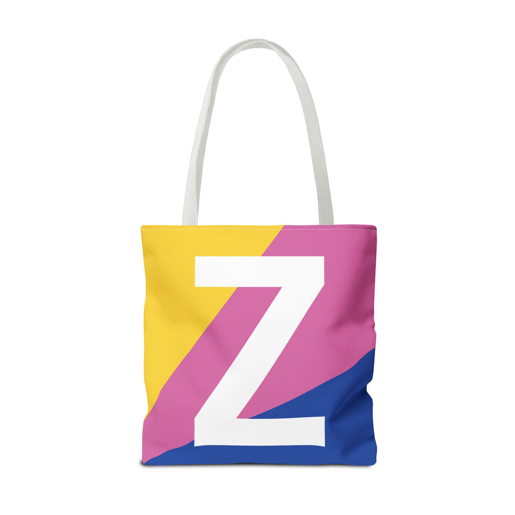 Monogram 'Z' Colorblock Tote Bag — Personalized Initial Z Shoulder Tote