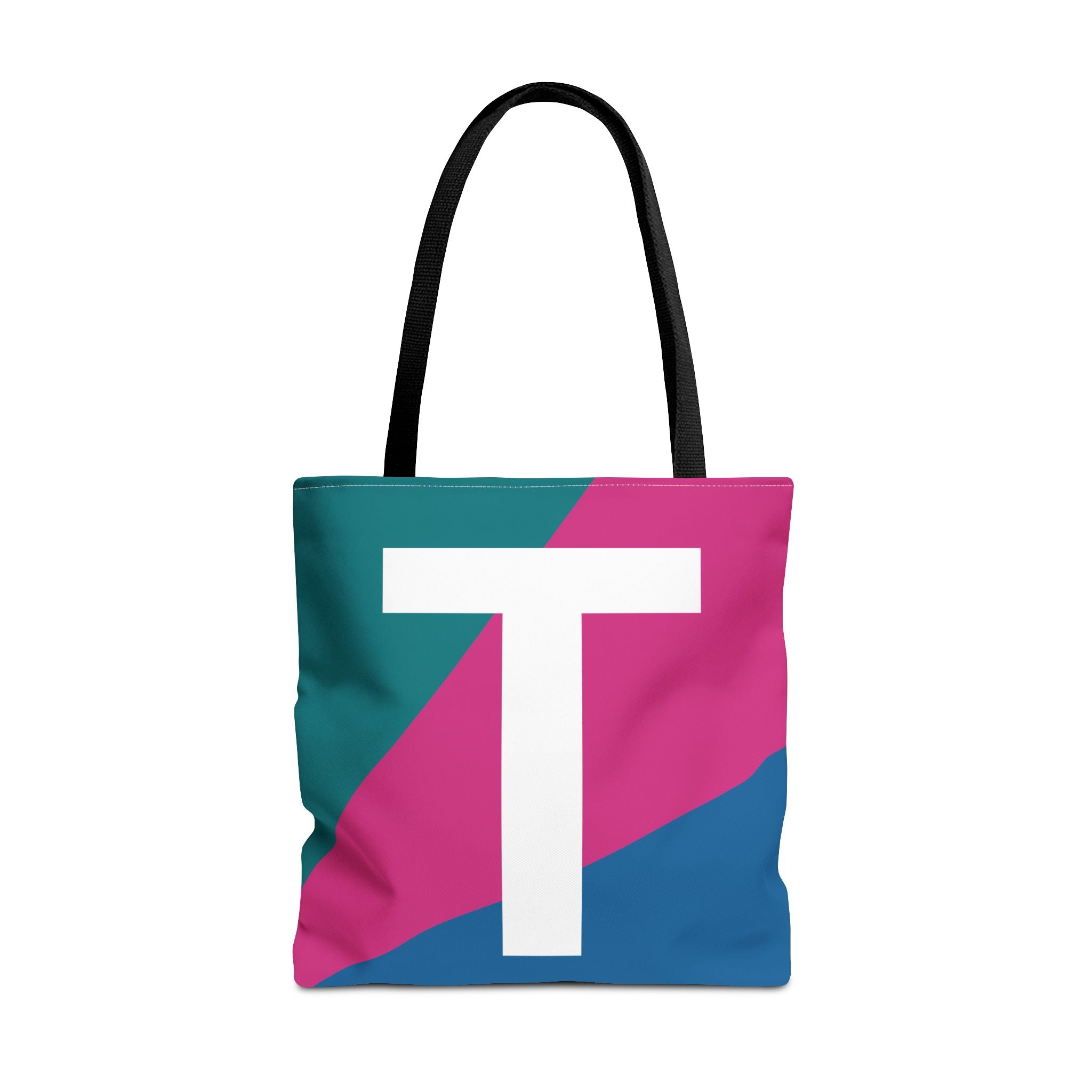 Monogram 'T' Colorblock Tote Bag — Personalized Initial T Shoulder Tote