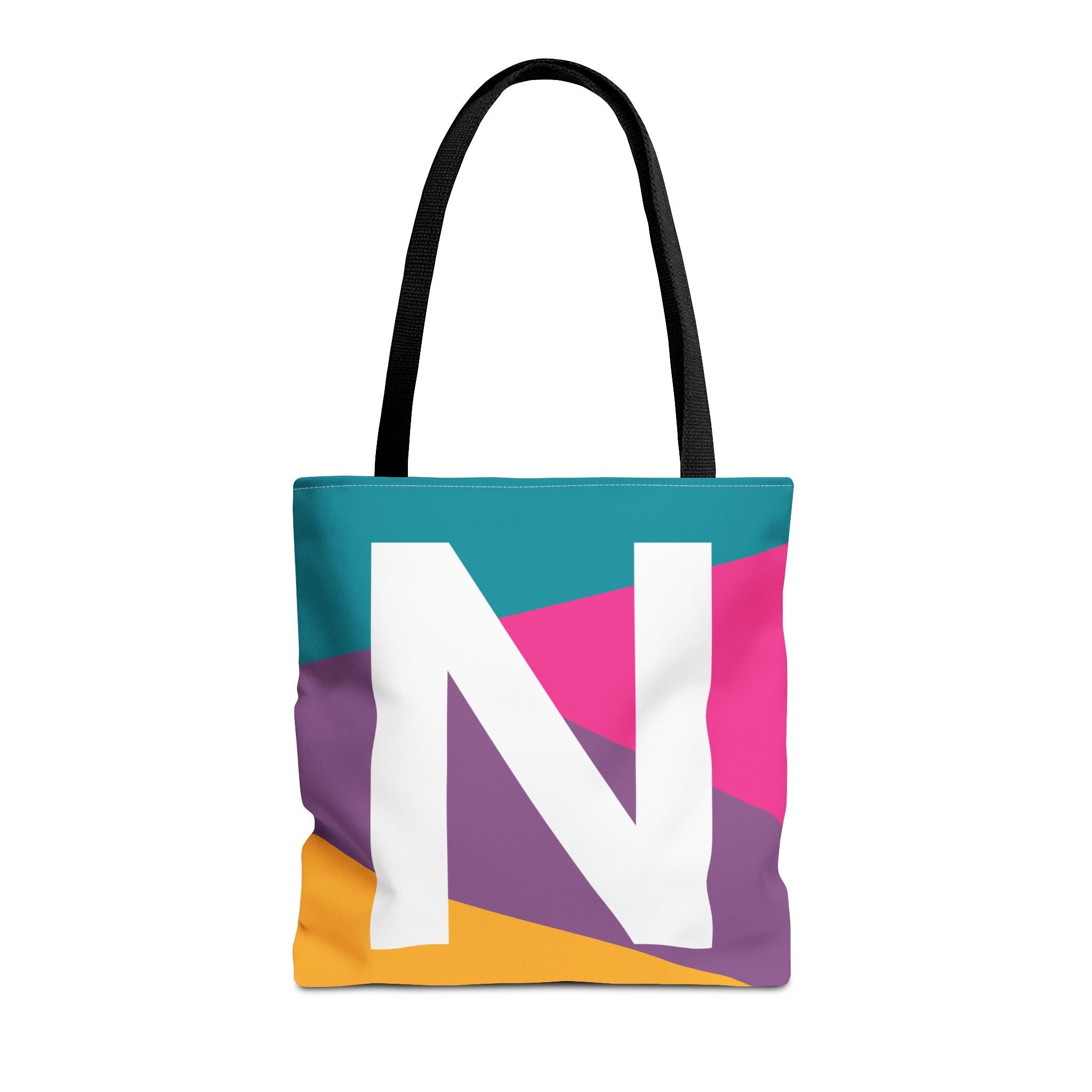 Monogram 'N' Colorblock Tote Bag — Personalized Initial N Shoulder Tote