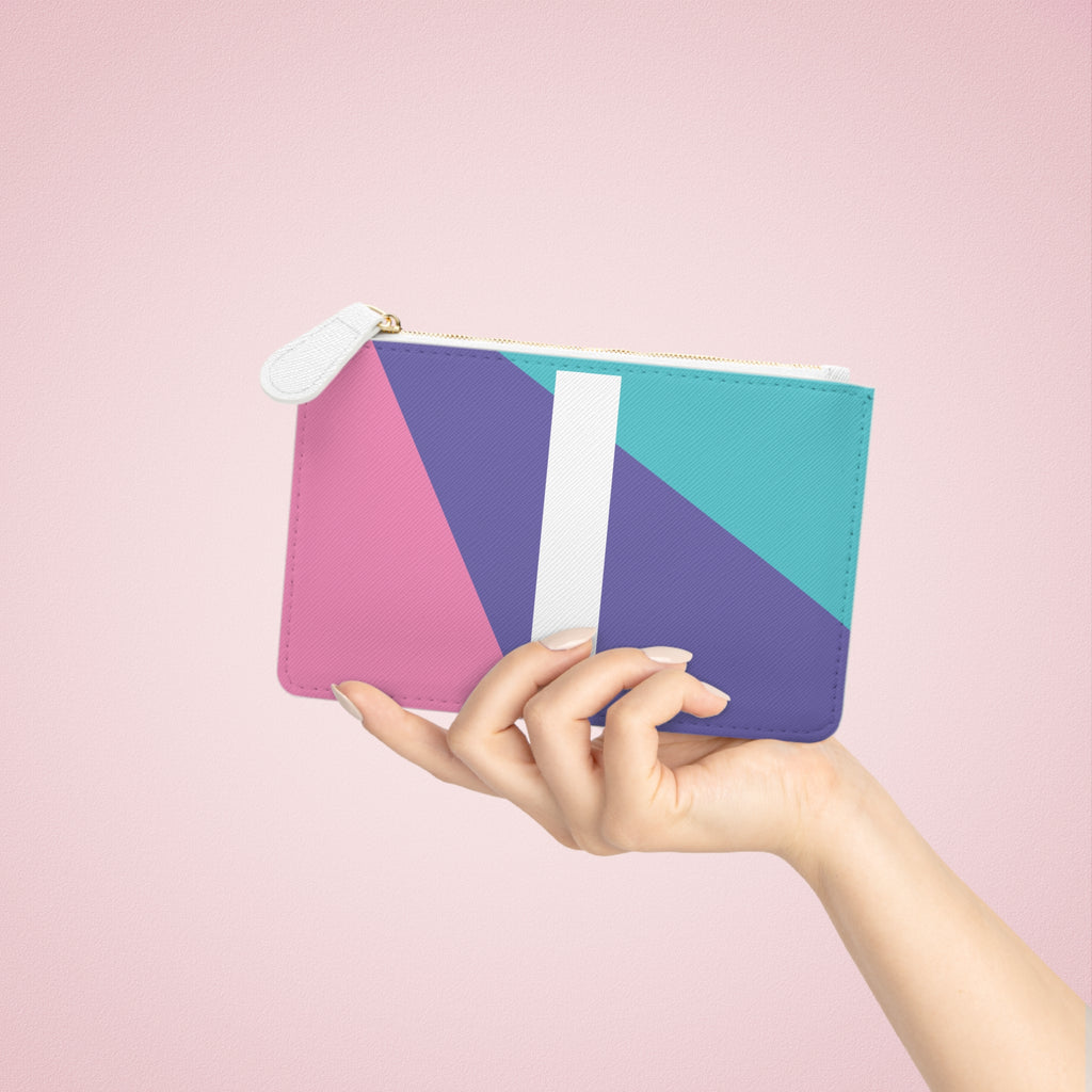 Initial I Mini Clutch — Colorblock Monogram Wristlet Wallet