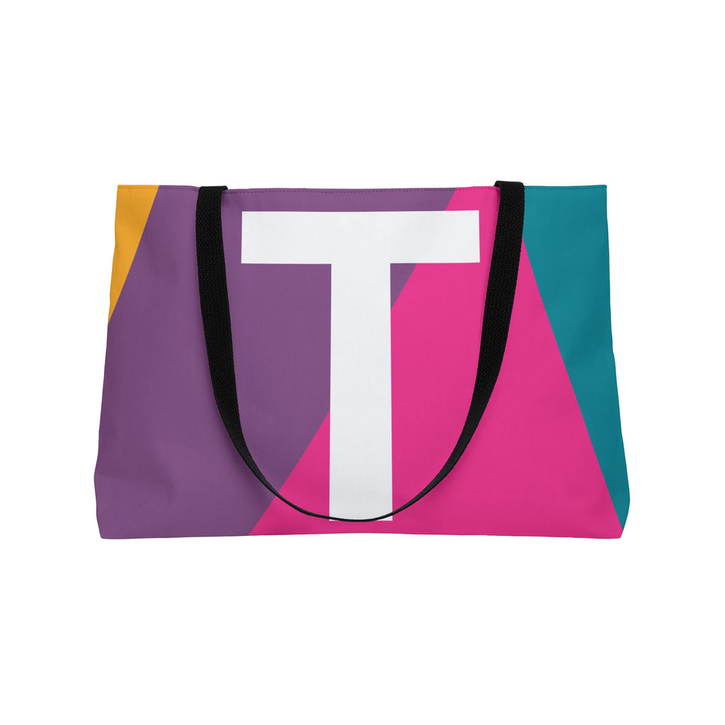 Personalized 'T' Colorblock Tote Bag — Monogram Weekender Tote