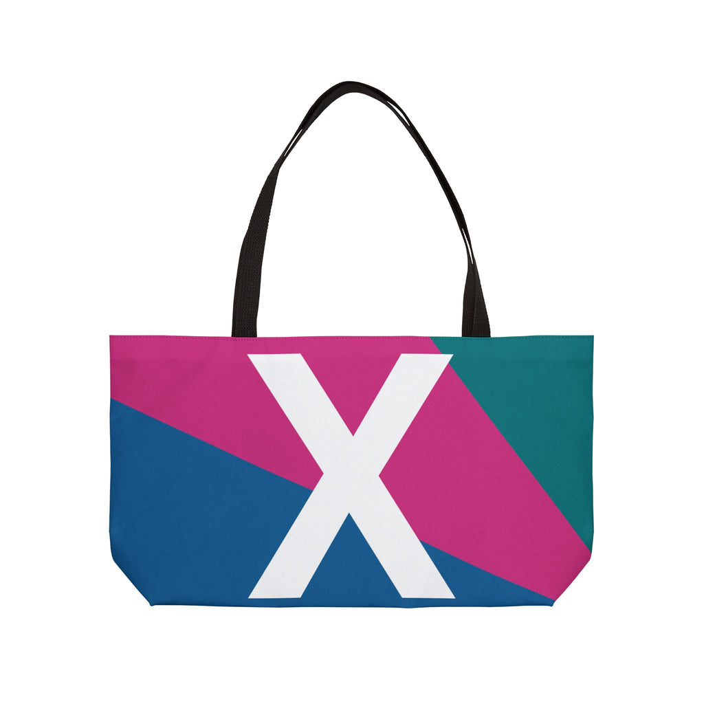 Personalized 'X' Colorblock Tote Bag — Monogram Weekender Tote