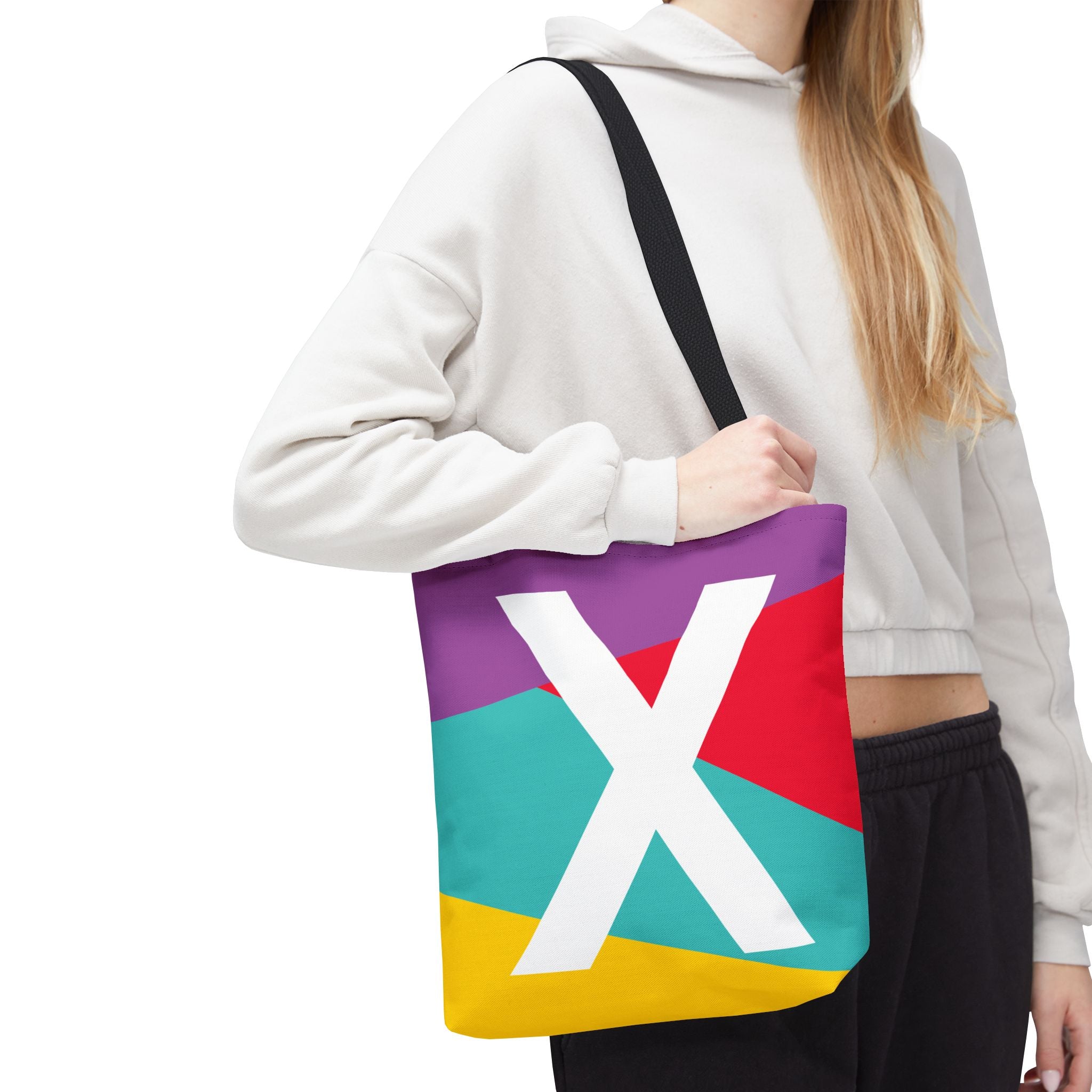 Monogram 'X' Colorblock Tote Bag — Personalized Initial X Shoulder Tote