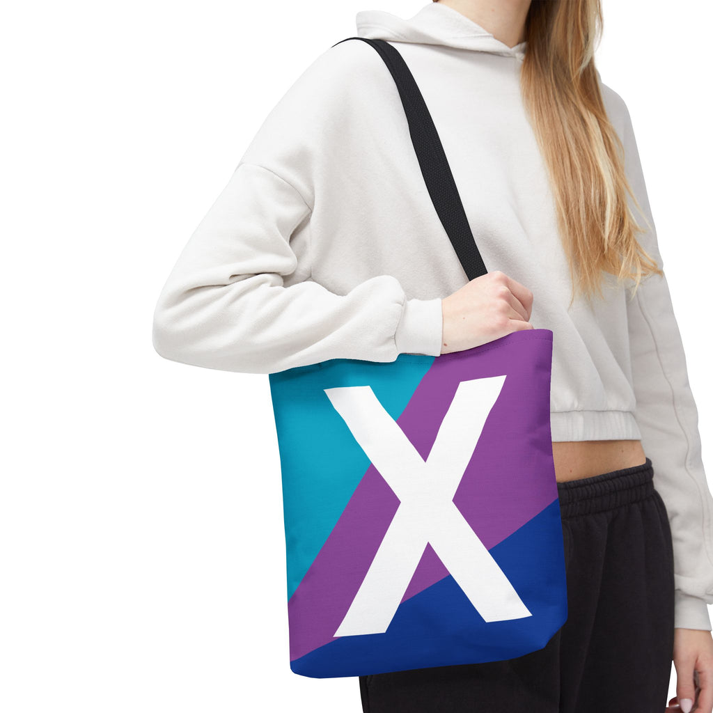 Monogram 'X' Colorblock Tote Bag — Personalized Initial X Shoulder Tote