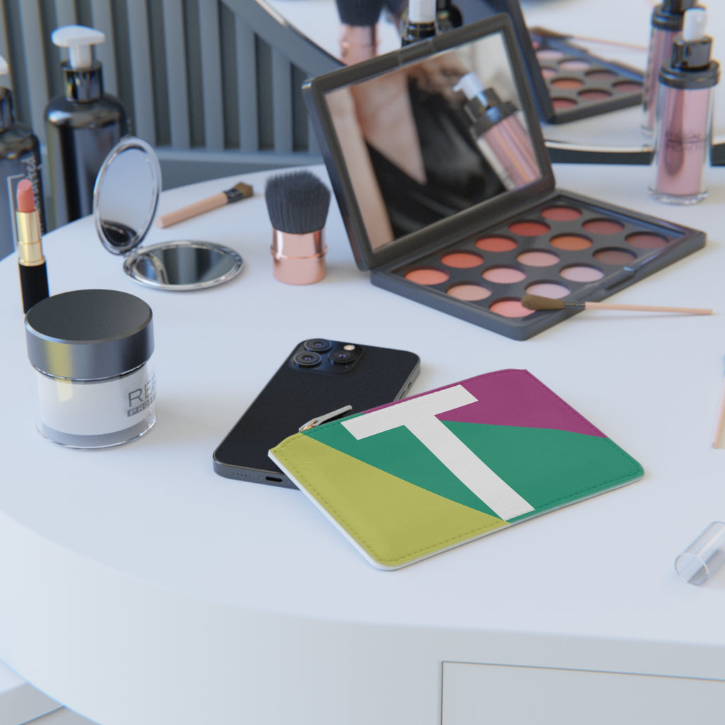Initial T Mini Clutch — Colorblock Monogram Wristlet Wallet