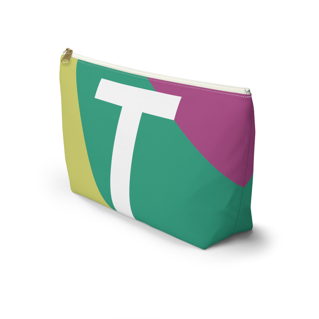 Initials Colorblock Accessory Pouch — Monogram T T-Bottom Cosmetic Bag
