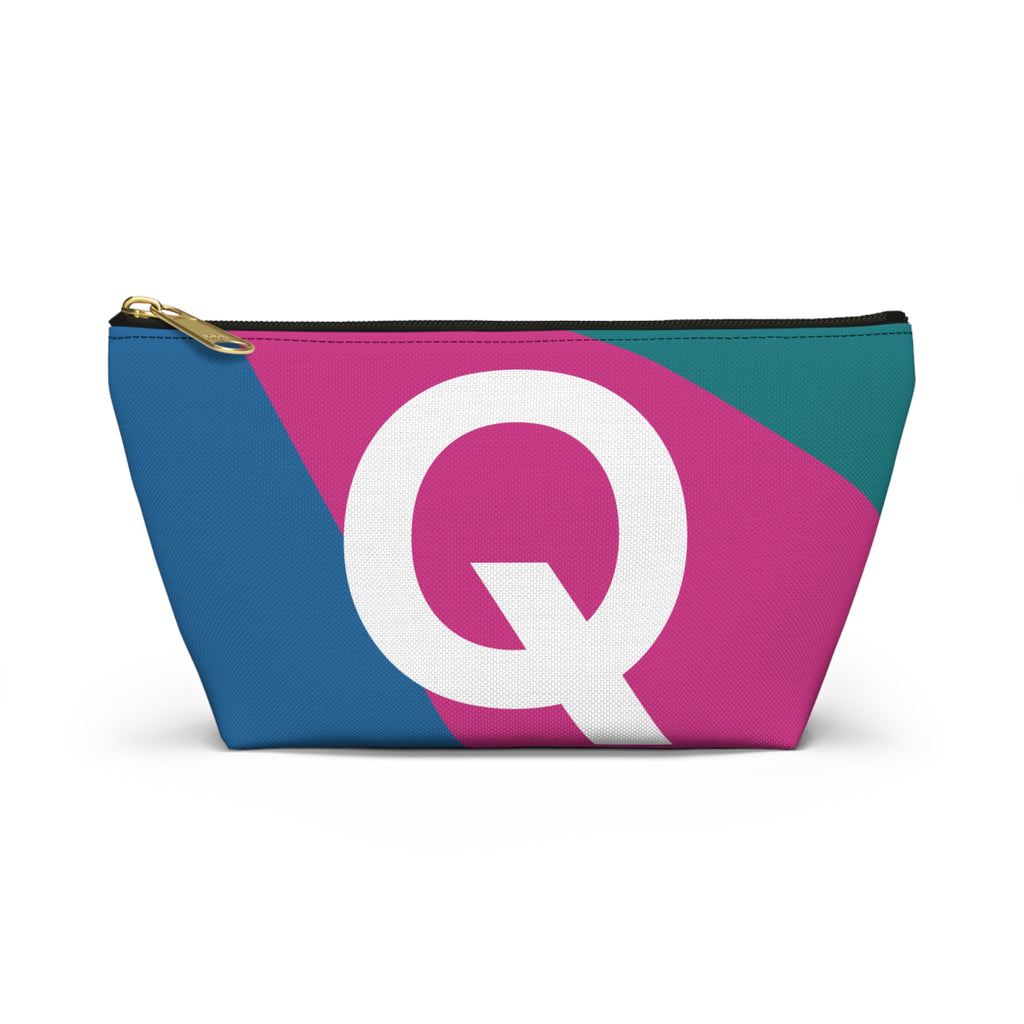 Initials Colorblock Accessory Pouch — Monogram Q T-Bottom Cosmetic Bag