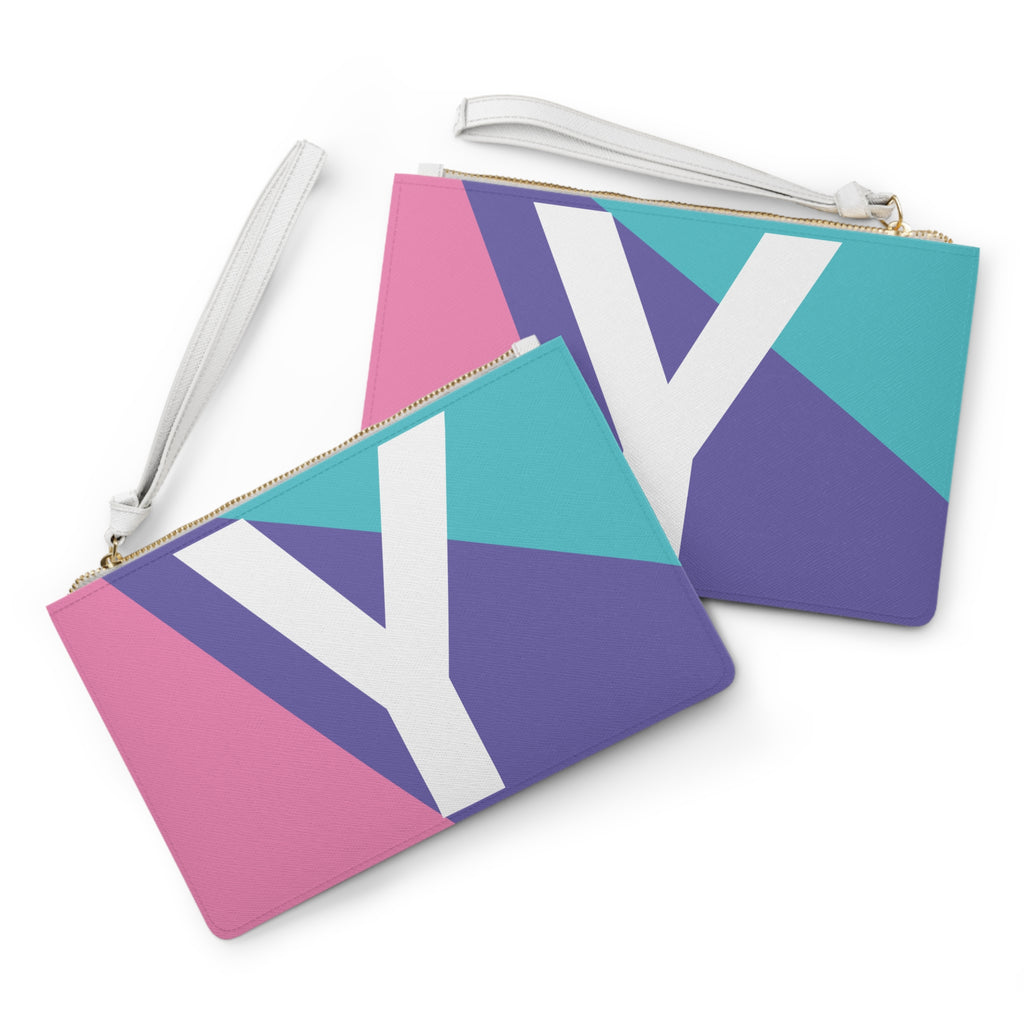 Monogram 'Y' Colorblock Clutch Bag — Bold Geometric Wristlet for Everyday & Gifts
