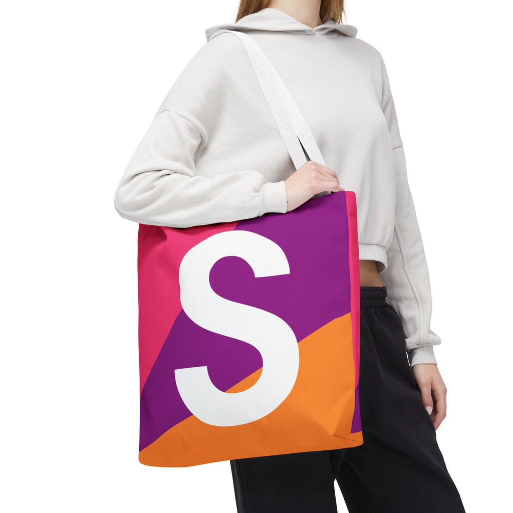 Monogram 'S' Colorblock Tote Bag — Personalized Initial S Shoulder Tote