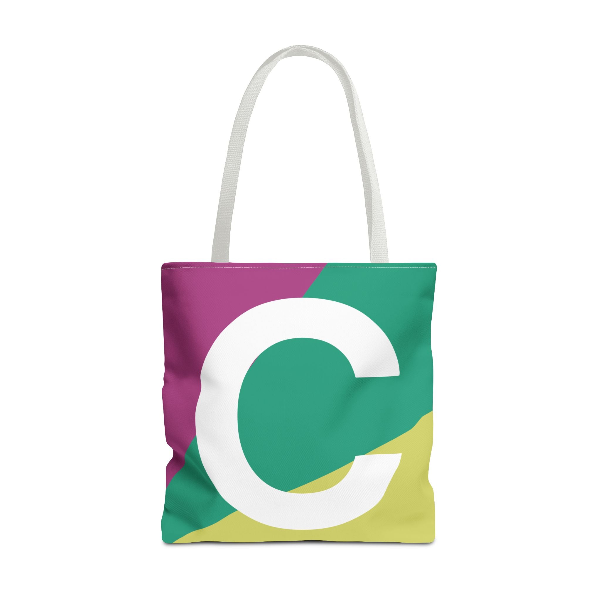 Monogram 'C' Colorblock Tote Bag — Personalized Initial C Shoulder Tote