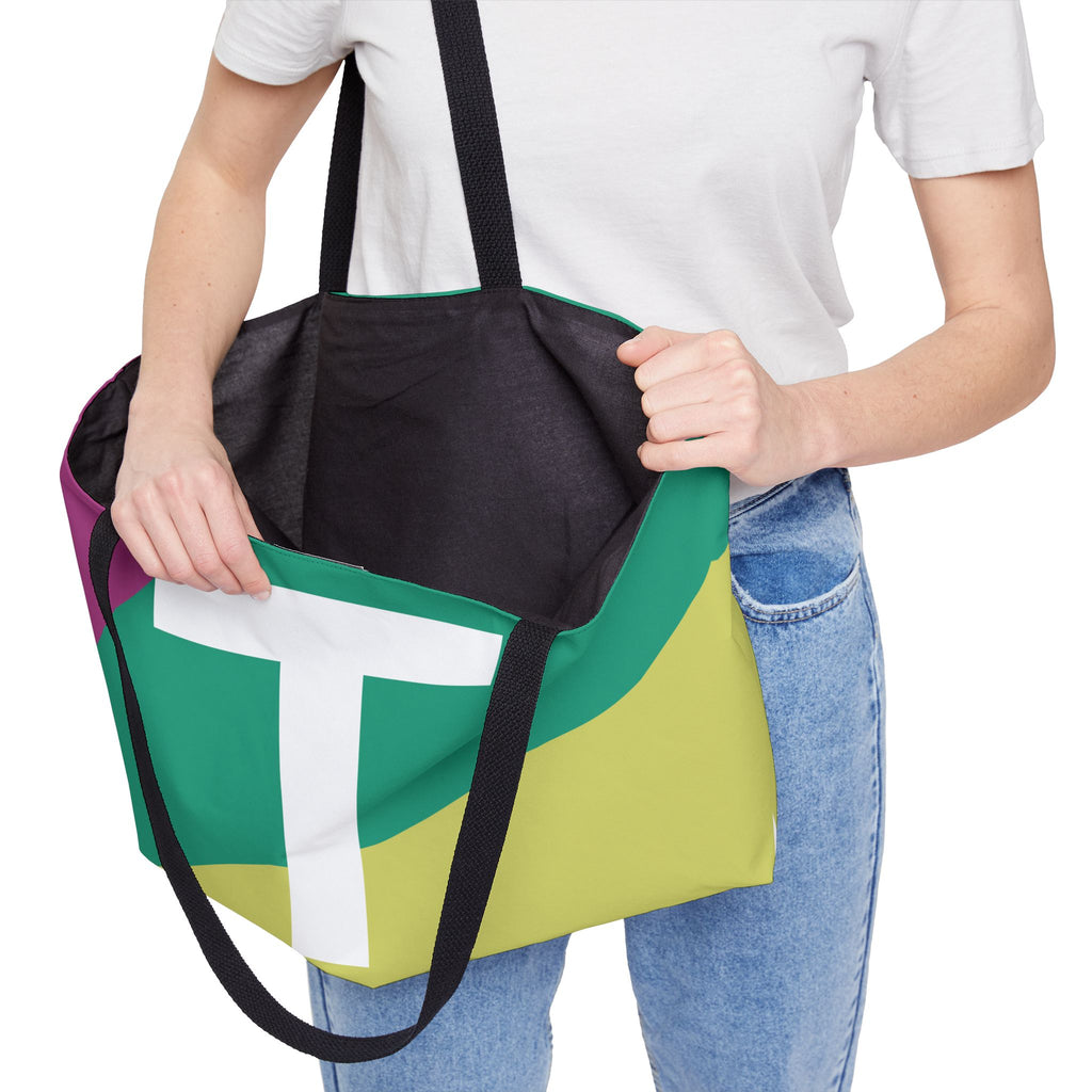 Personalized 'T' Colorblock Tote Bag — Monogram Weekender Tote