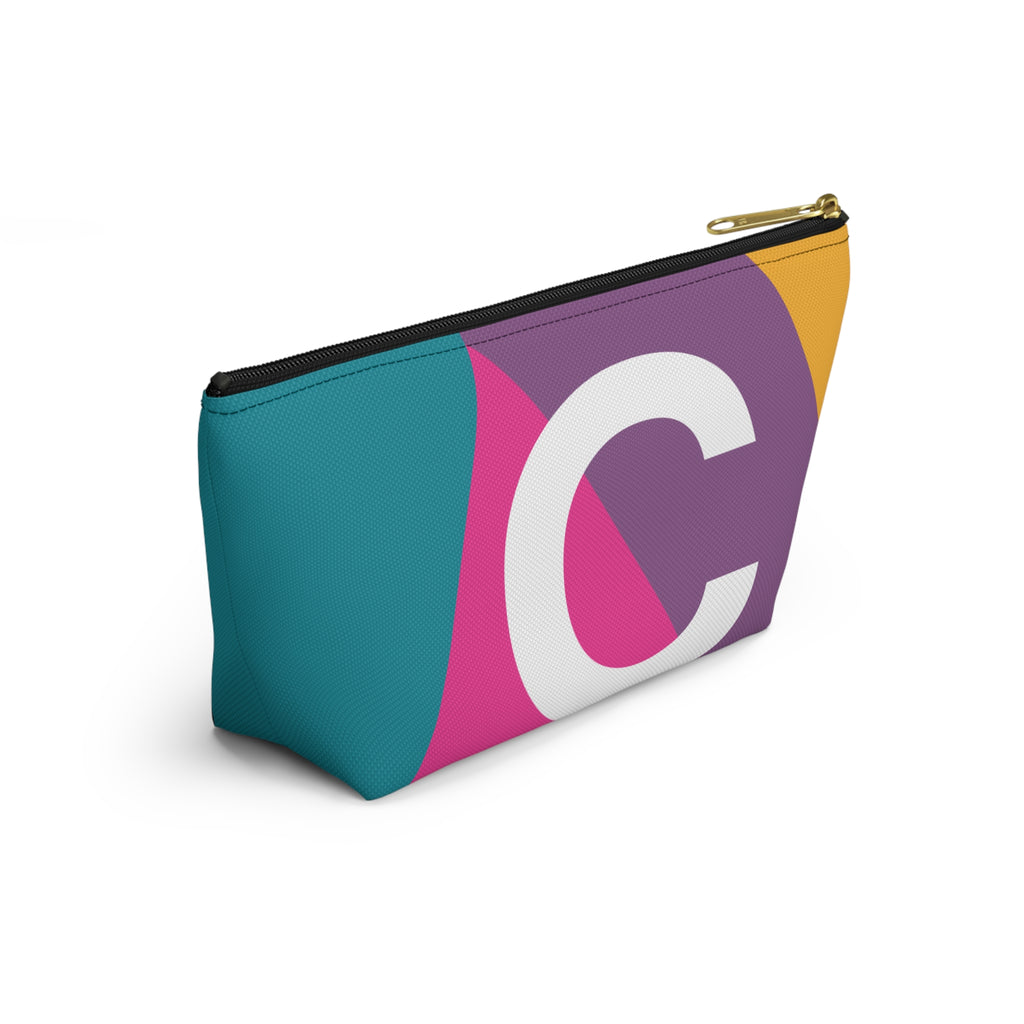 Initials Colorblock Accessory Pouch — Monogram C T-Bottom Cosmetic Bag