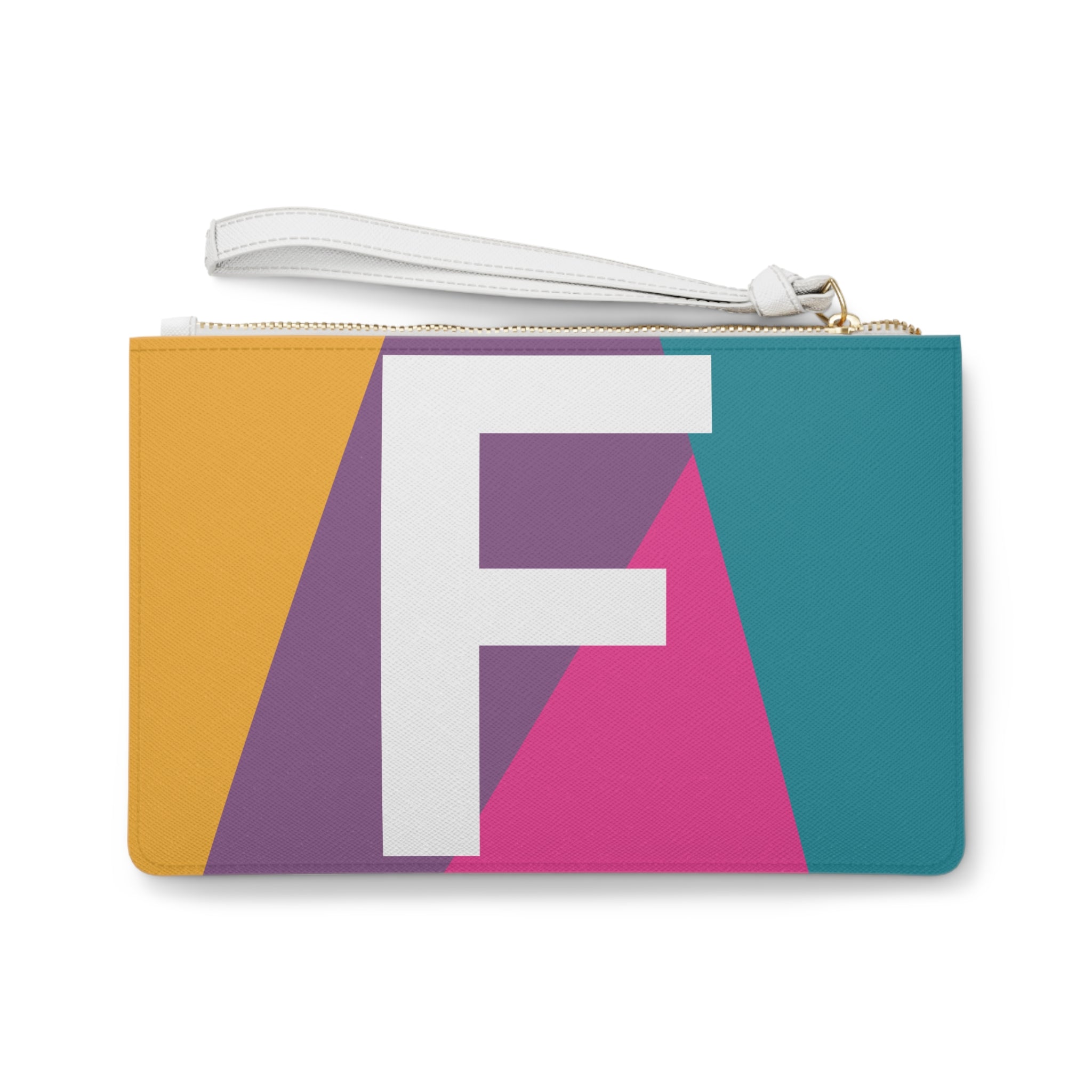 Monogram 'F' Colorblock Clutch Bag — Bold Geometric Wristlet for Everyday & Gifts
