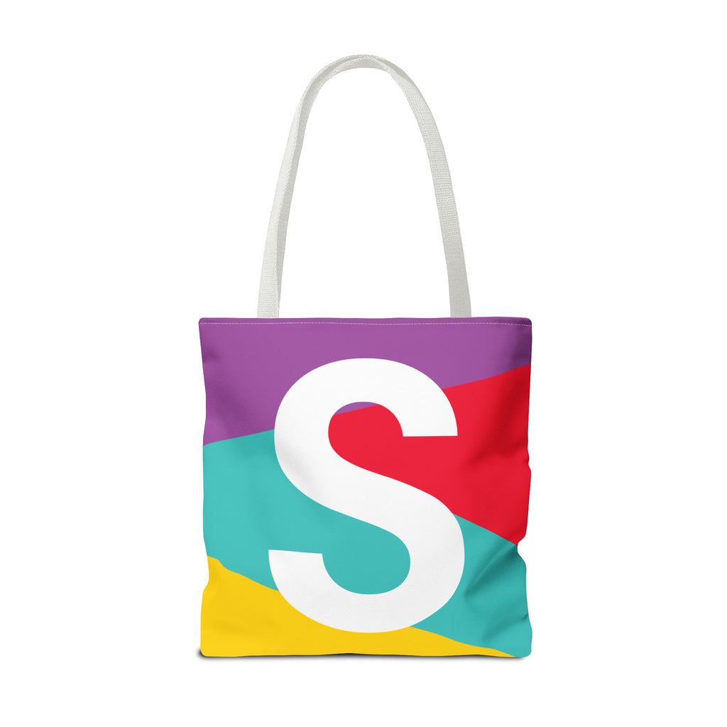 Monogram 'S' Colorblock Tote Bag — Personalized Initial S Shoulder Tote