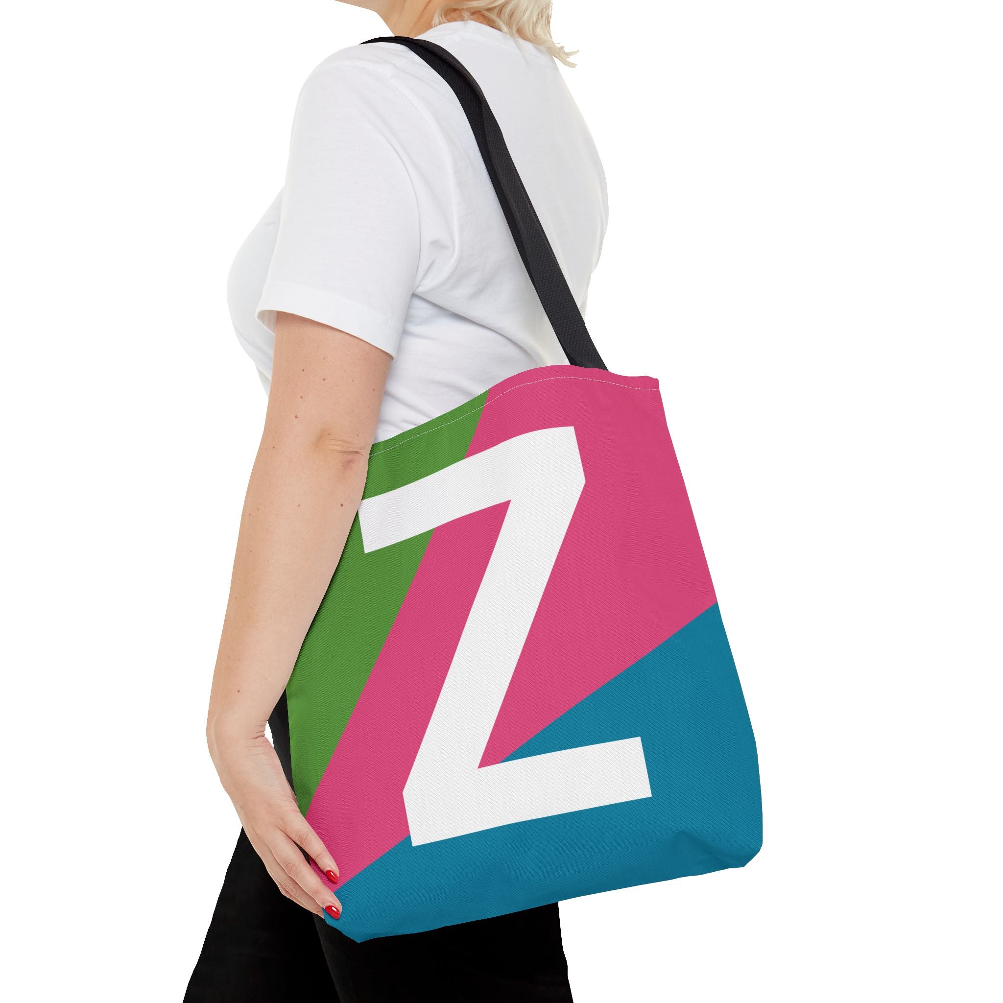 Monogram 'Z' Colorblock Tote Bag — Personalized Initial Z Shoulder Tote
