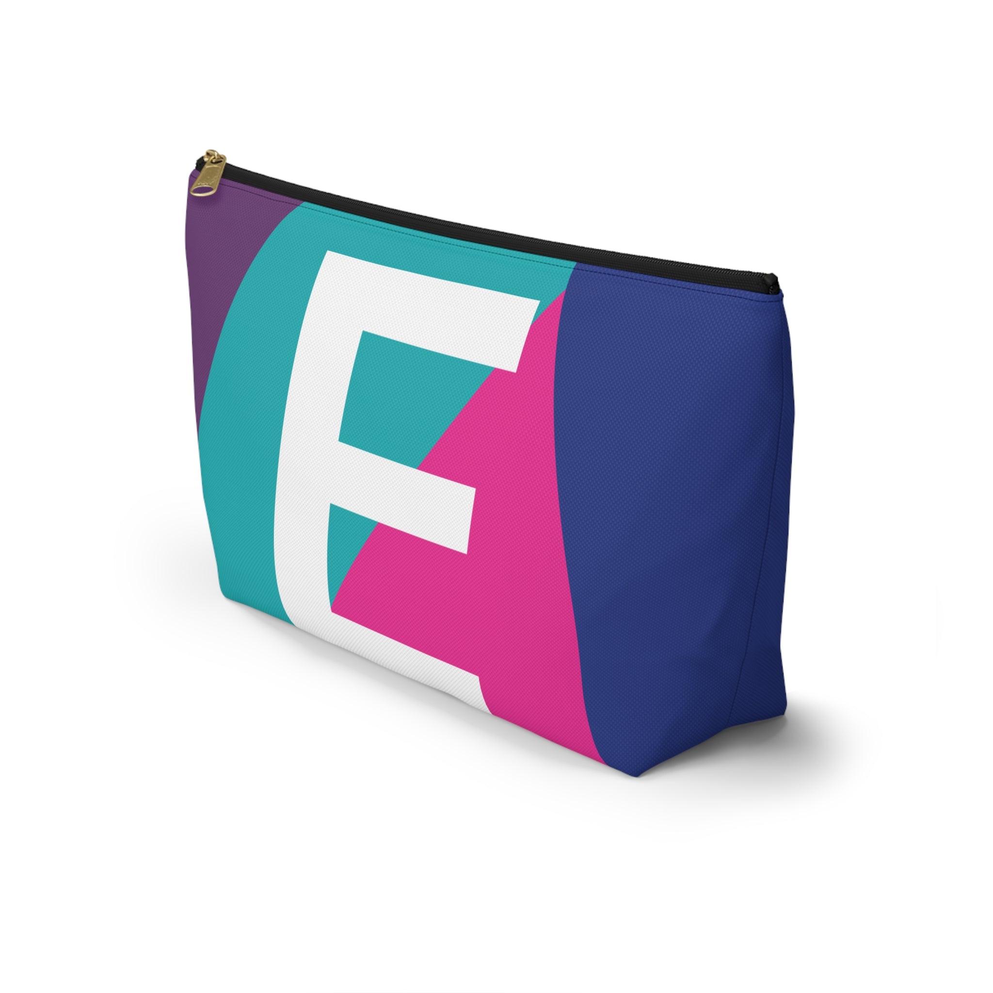 Initials Colorblock Accessory Pouch — Monogram E T-Bottom Cosmetic Bag