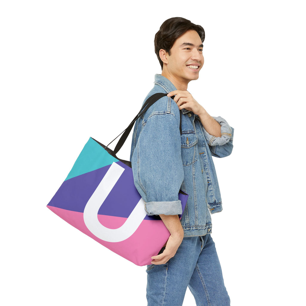 Personalized 'U' Colorblock Tote Bag — Monogram Weekender Tote