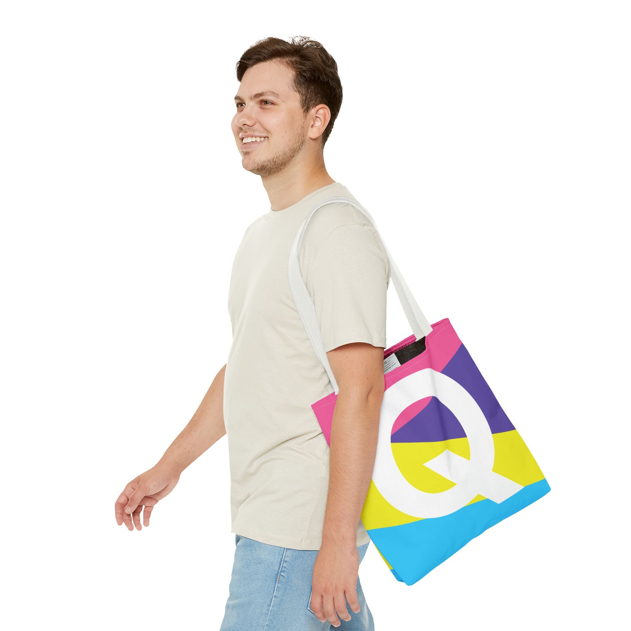 Monogram 'Q' Colorblock Tote Bag — Personalized Initial Q Shoulder Tote