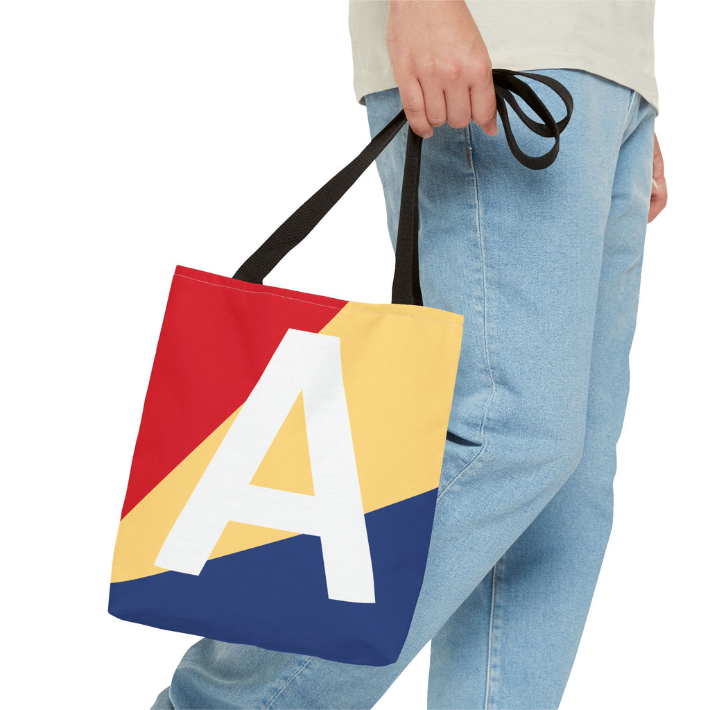 Monogram 'A' Colorblock Tote Bag — Personalized Initial A Shoulder Tote