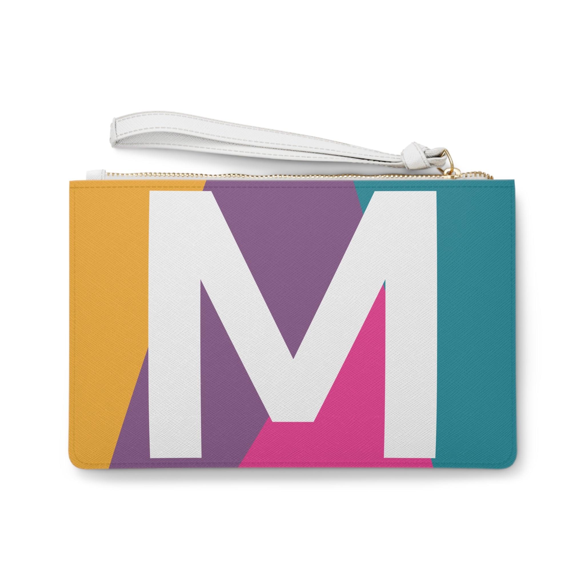 Monogram 'M' Colorblock Clutch Bag — Bold Geometric Wristlet for Everyday & Gifts