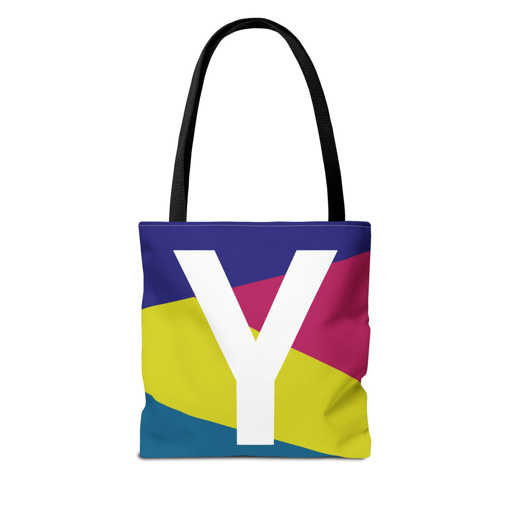 Monogram 'Y' Colorblock Tote Bag — Personalized Initial Y Shoulder Tote