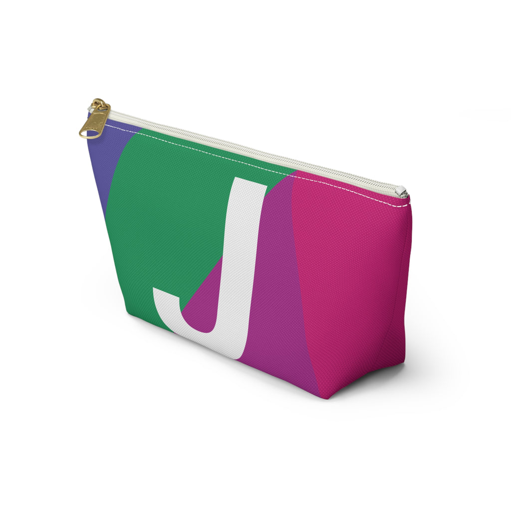 Initials Colorblock Accessory Pouch — Monogram J T-Bottom Cosmetic Bag