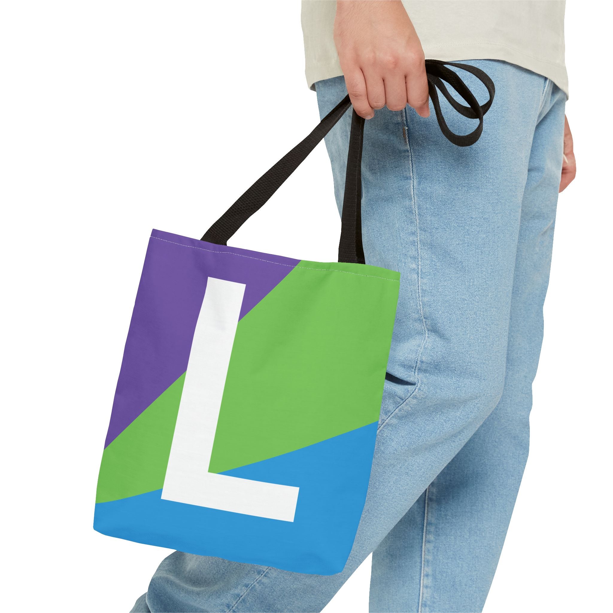 Monogram 'L' Colorblock Tote Bag — Personalized Initial L Shoulder Tote