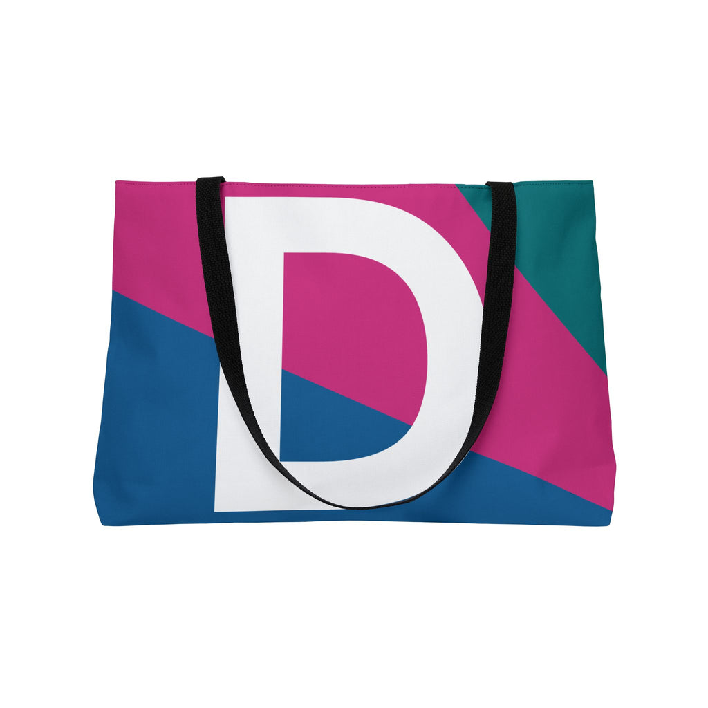 Personalized 'D' Colorblock Tote Bag — Monogram Weekender Tote
