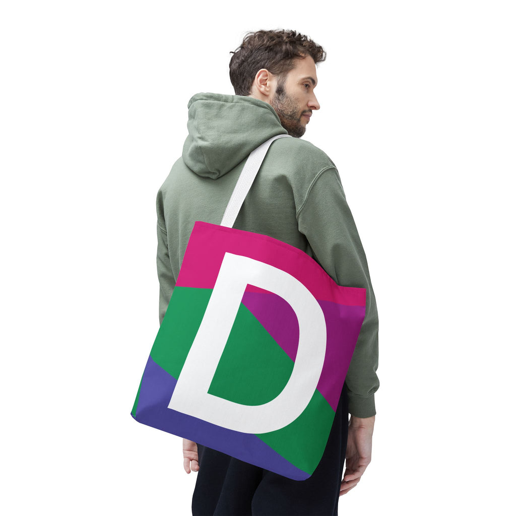 Monogram 'D' Colorblock Tote Bag — Personalized Initial D Shoulder Tote