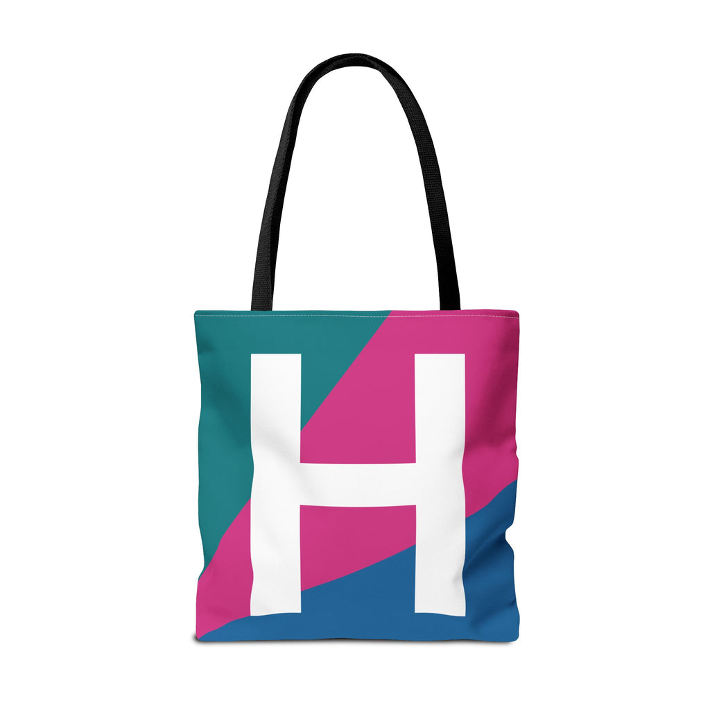 Monogram 'H' Colorblock Tote Bag — Personalized Initial H Shoulder Tote