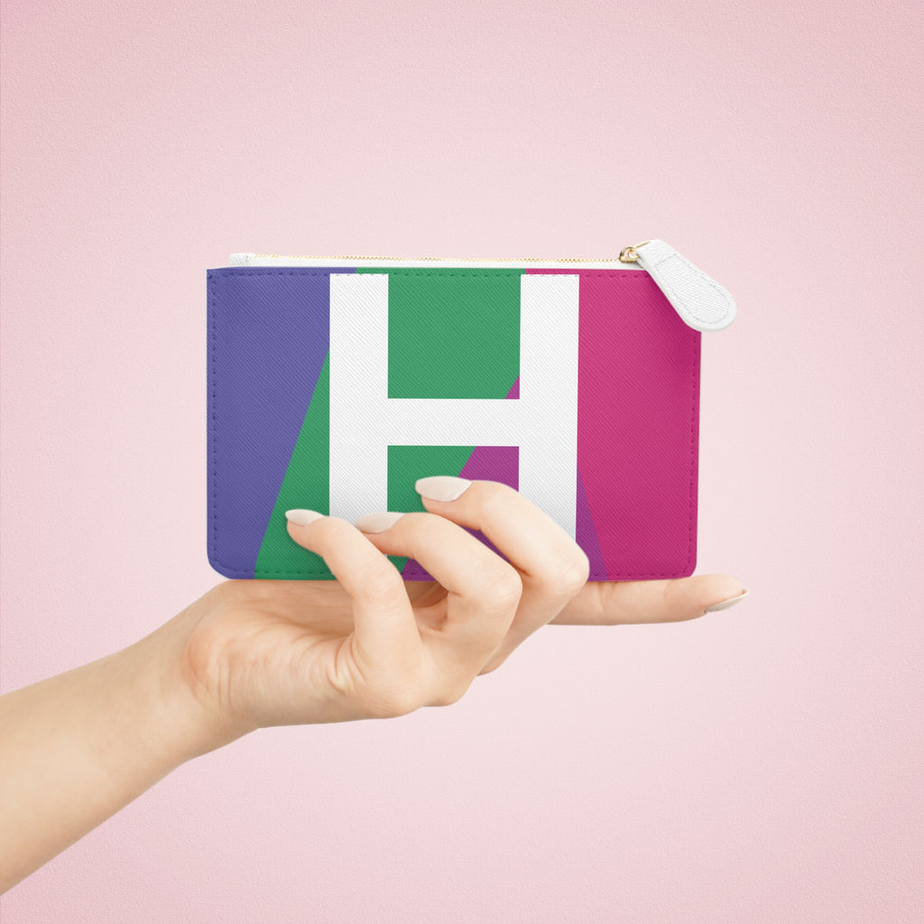Initial H Mini Clutch — Colorblock Monogram Wristlet Wallet