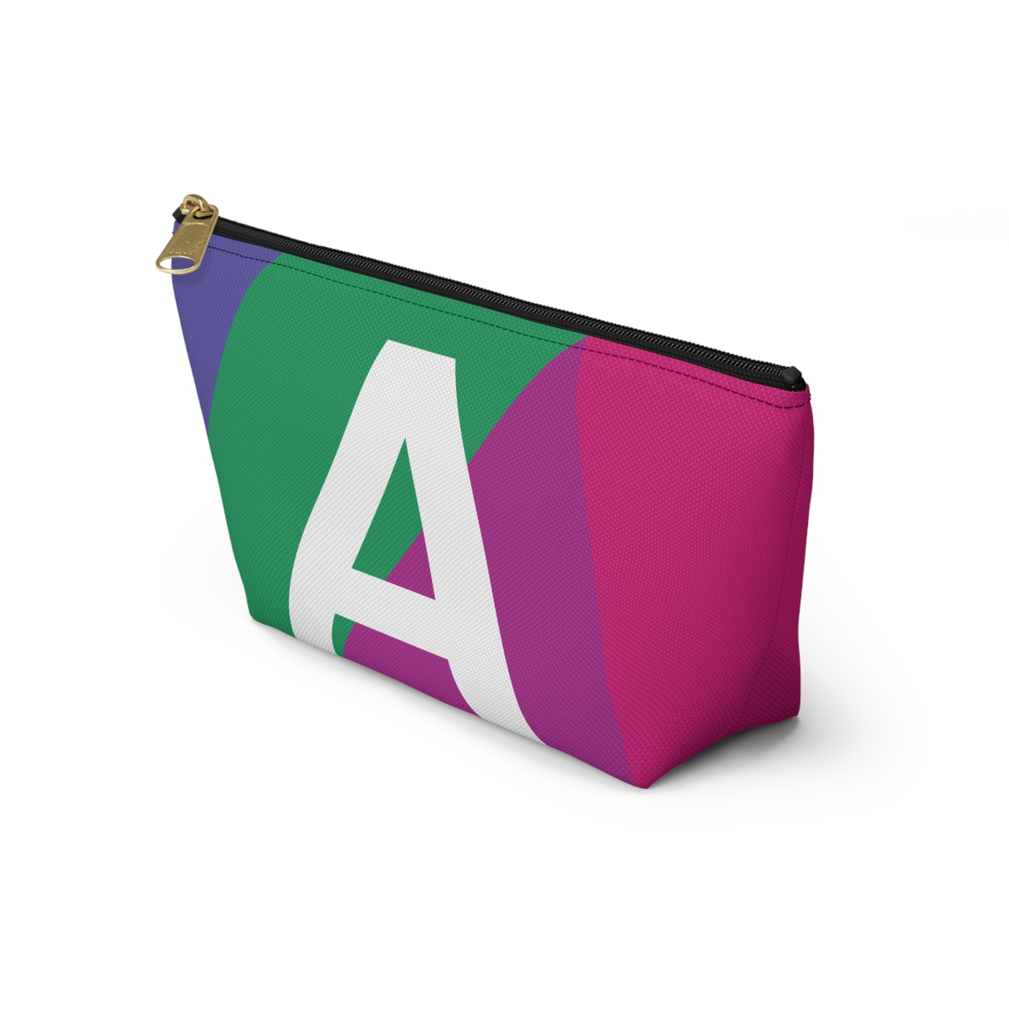 Initials Colorblock Accessory Pouch — Monogram A T-Bottom Cosmetic Bag