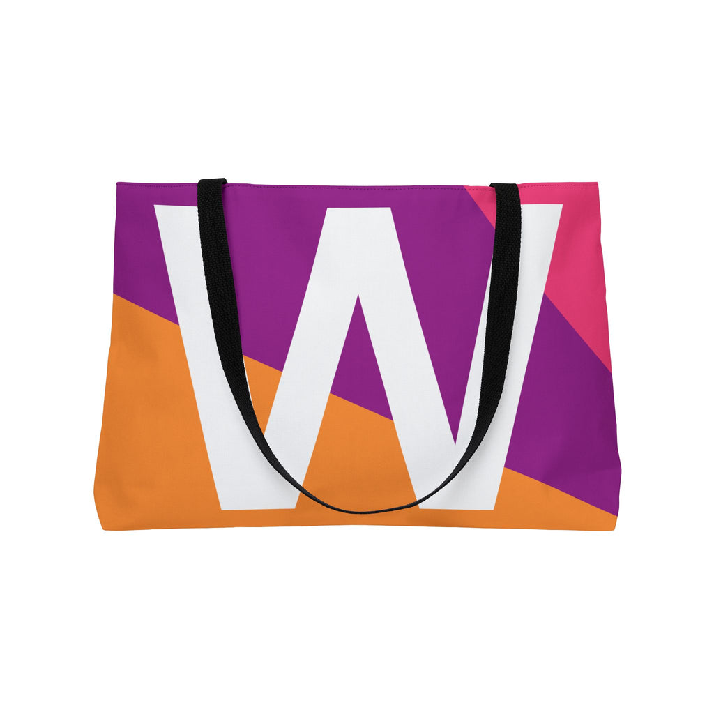 Personalized 'W' Colorblock Tote Bag — Monogram Weekender Tote