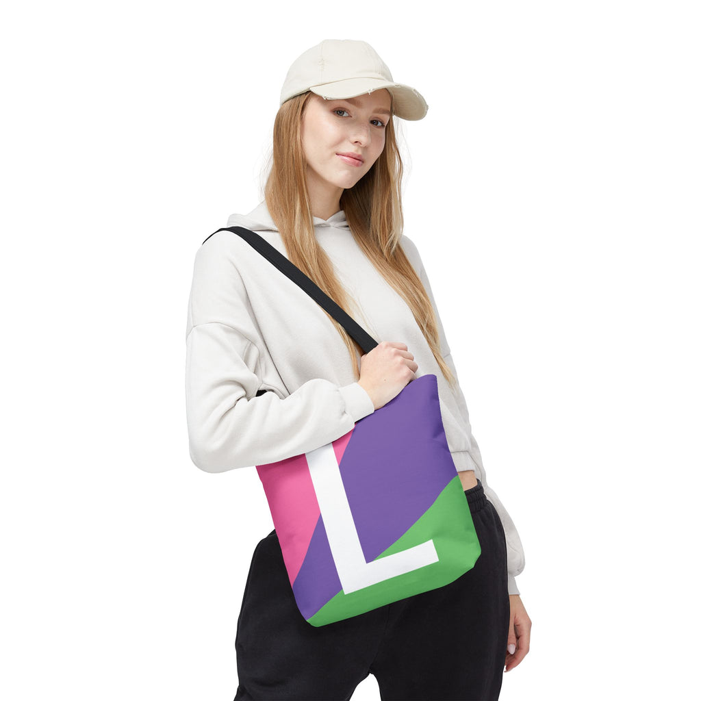 Monogram 'L' Colorblock Tote Bag — Personalized Initial L Shoulder Tote