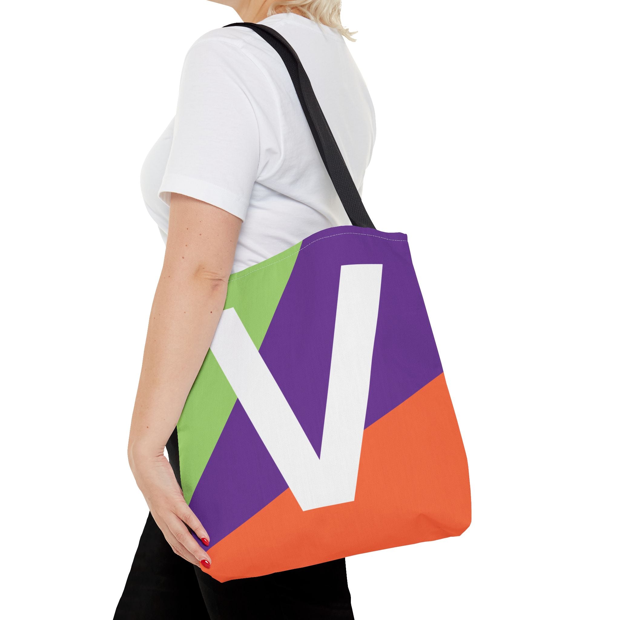 Monogram 'V' Colorblock Tote Bag — Personalized Initial V Shoulder Tote