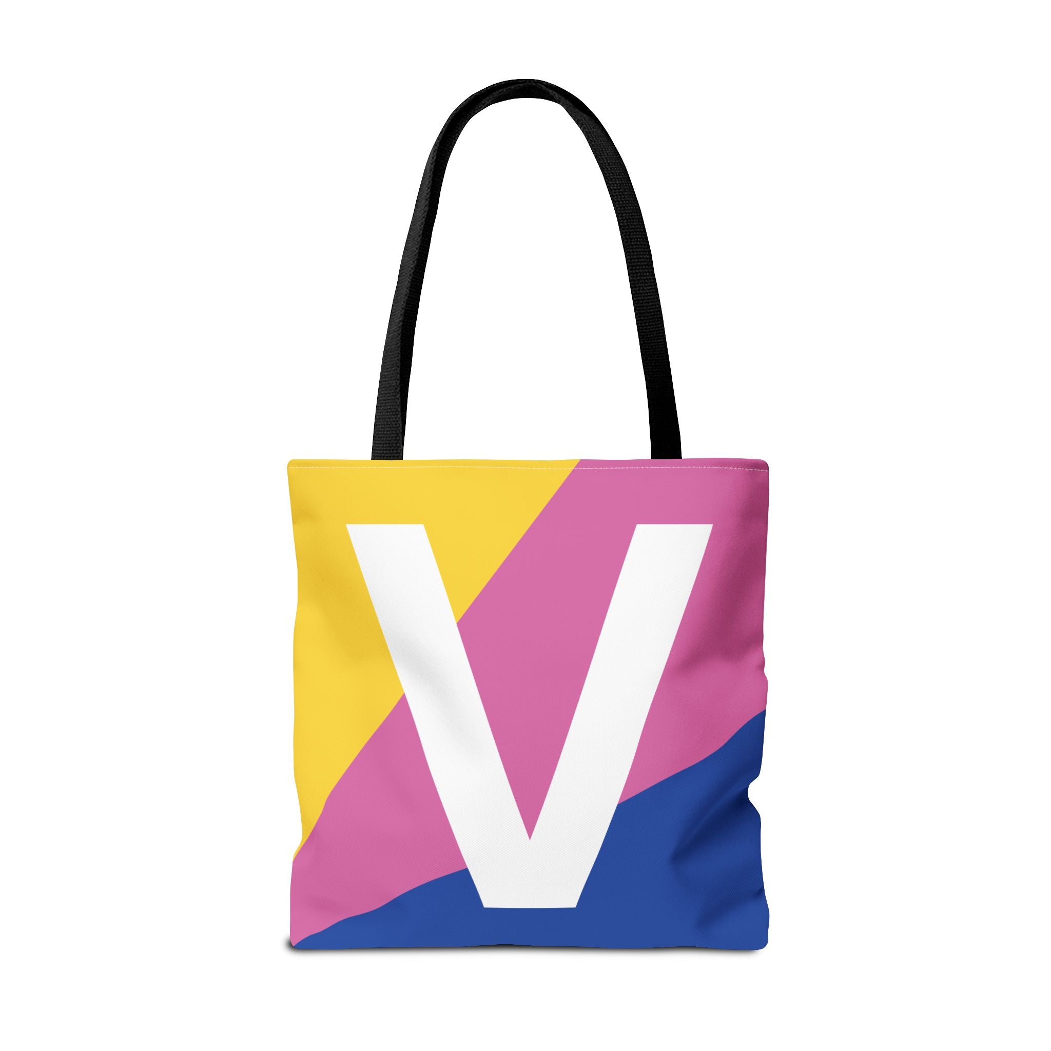 Monogram 'V' Colorblock Tote Bag — Personalized Initial V Shoulder Tote