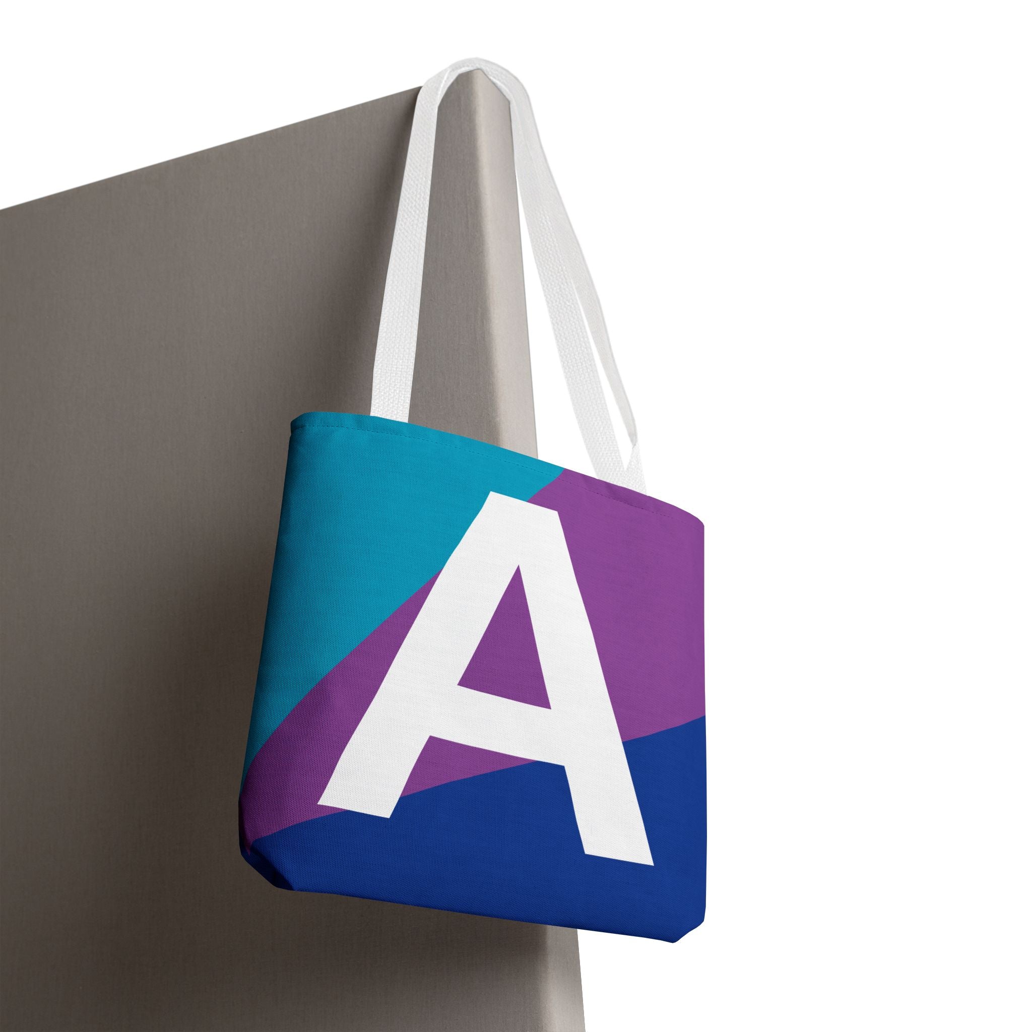 Monogram 'A' Colorblock Tote Bag — Personalized Initial A Shoulder Tote