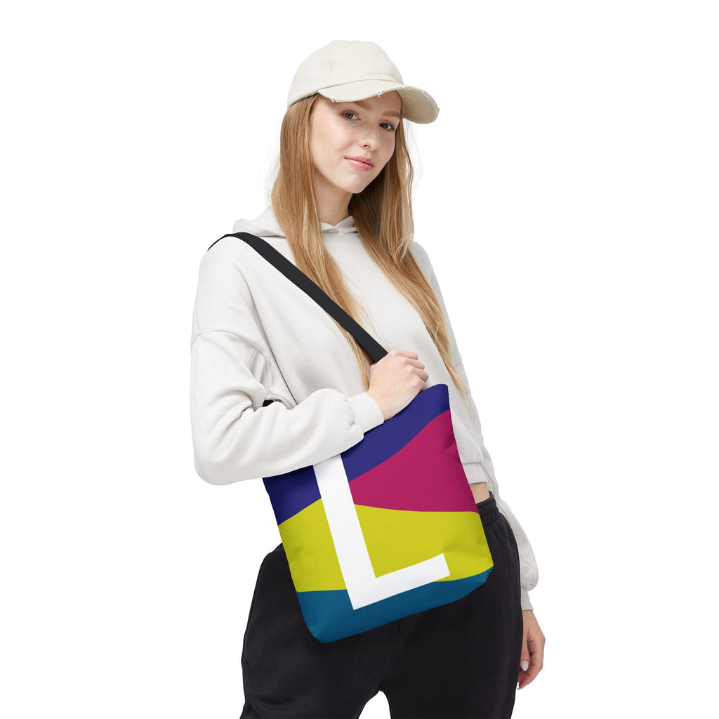 Monogram 'L' Colorblock Tote Bag — Personalized Initial L Shoulder Tote