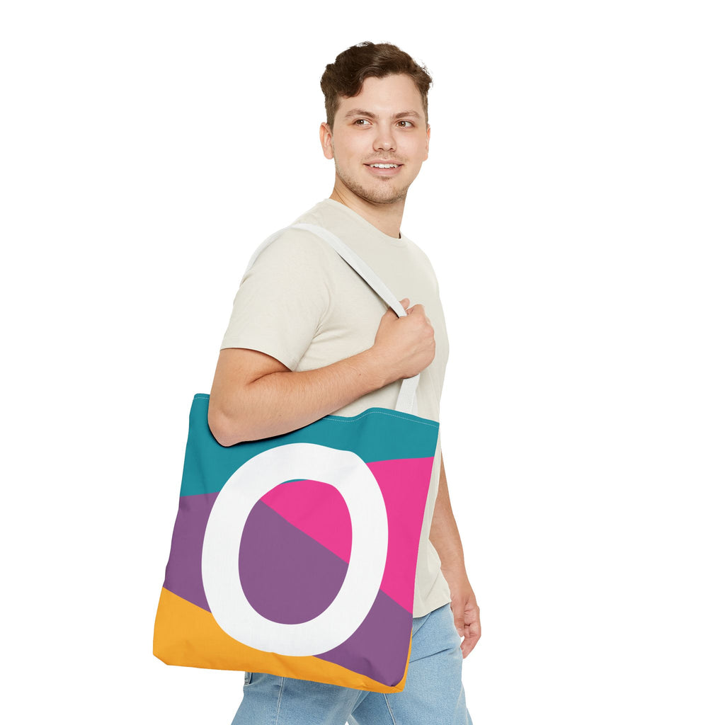 Monogram 'O' Colorblock Tote Bag — Personalized Initial O Shoulder Tote