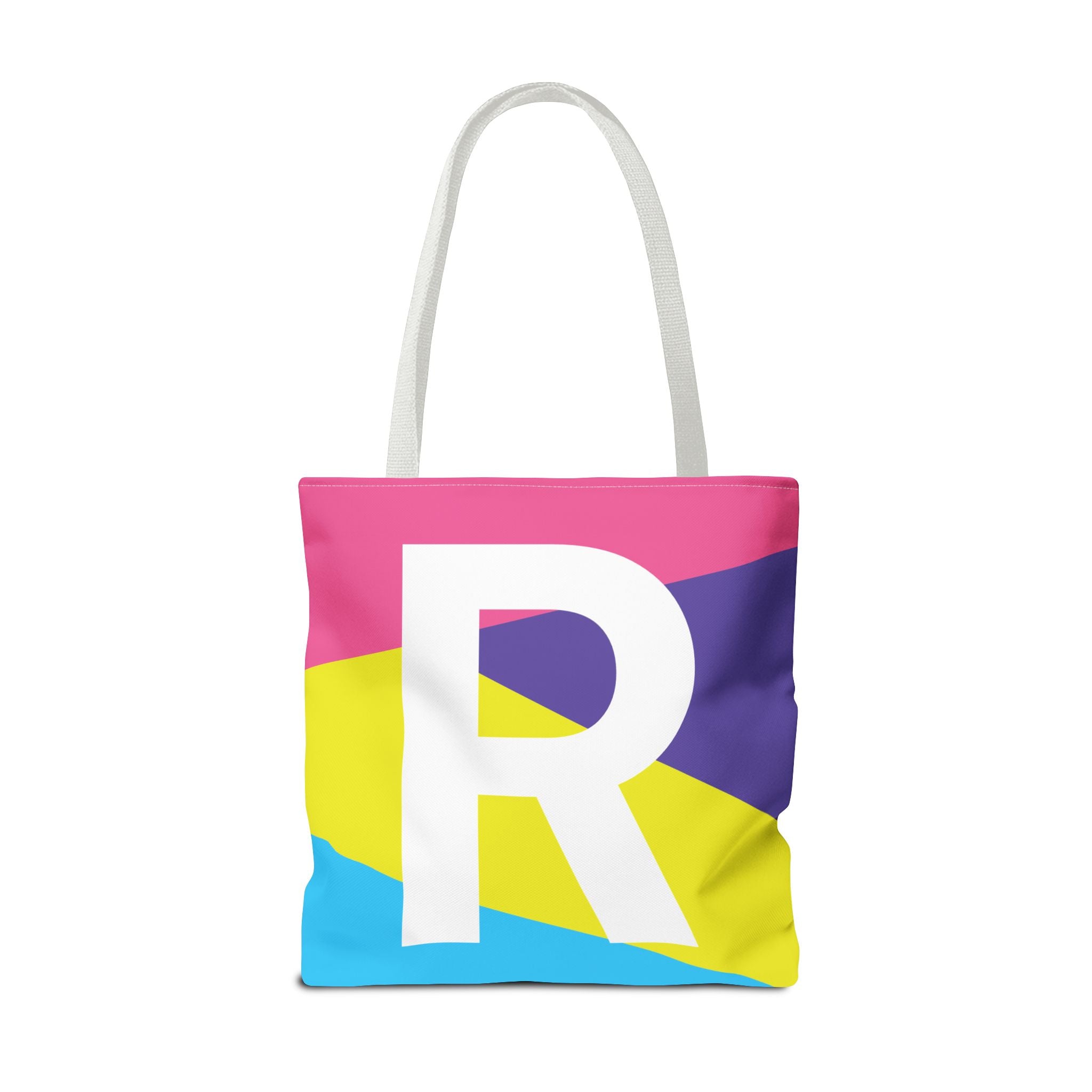 Monogram 'R' Colorblock Tote Bag — Personalized Initial R Shoulder Tote
