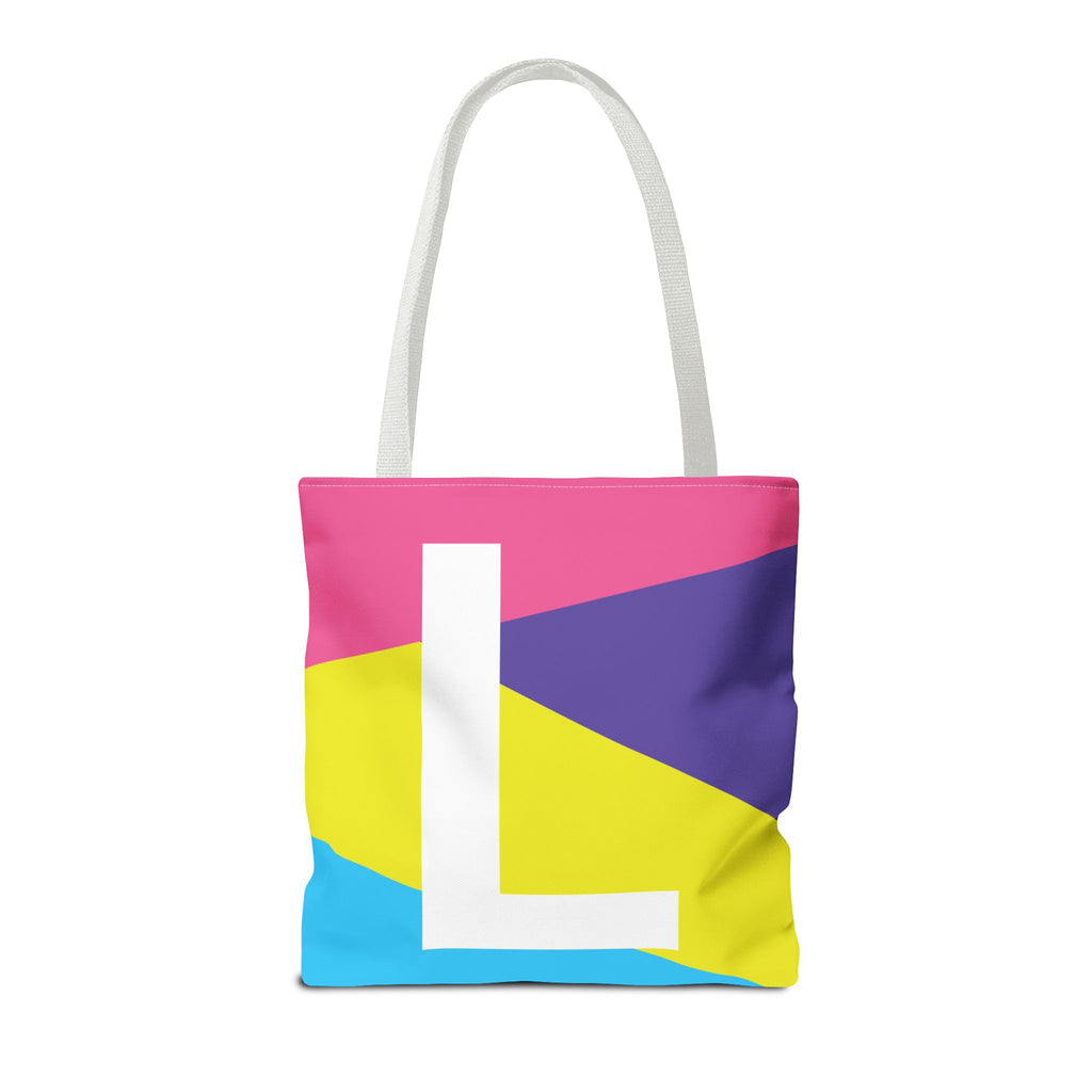 Monogram 'L' Colorblock Tote Bag — Personalized Initial L Shoulder Tote