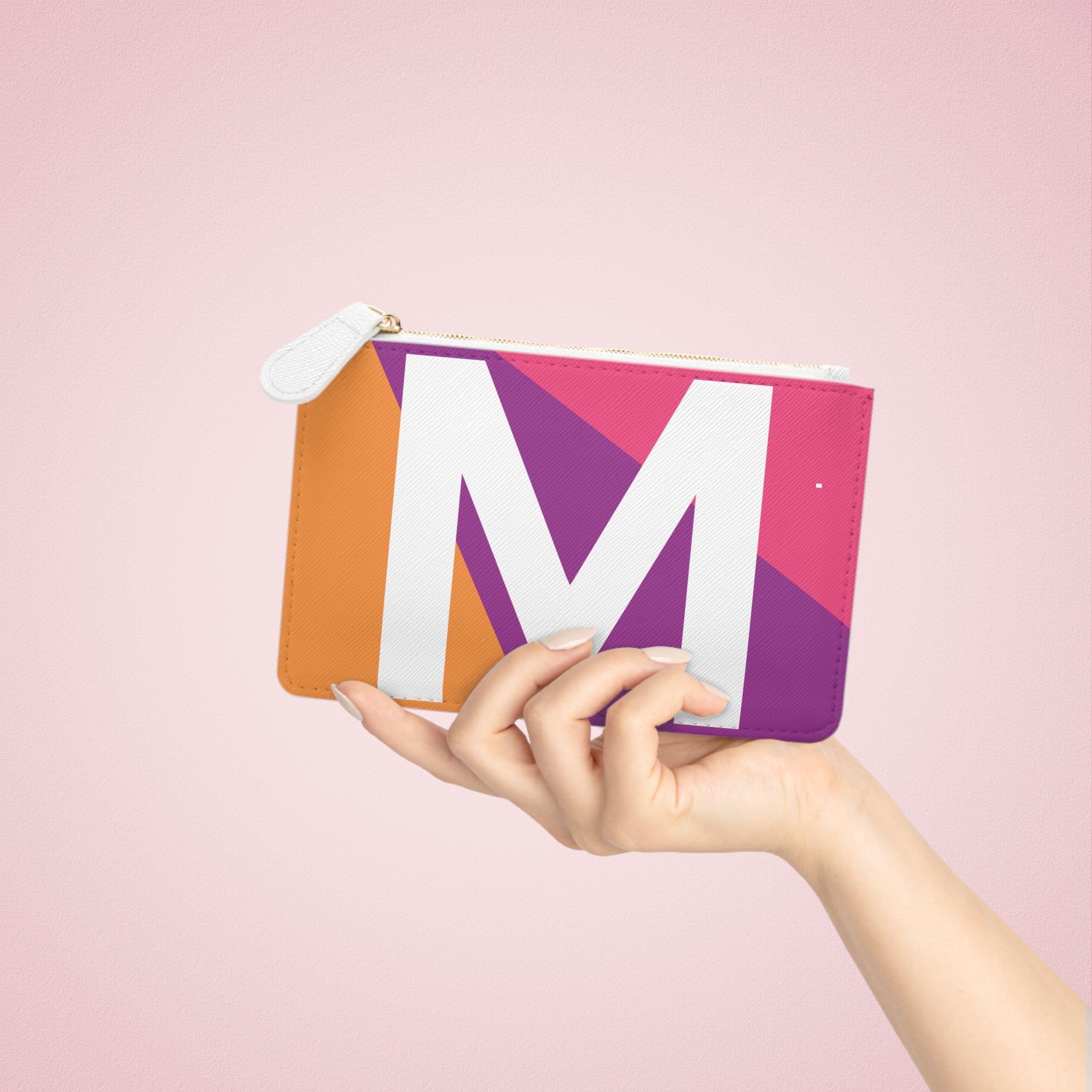 Initial M Mini Clutch — Colorblock Monogram Wristlet Wallet