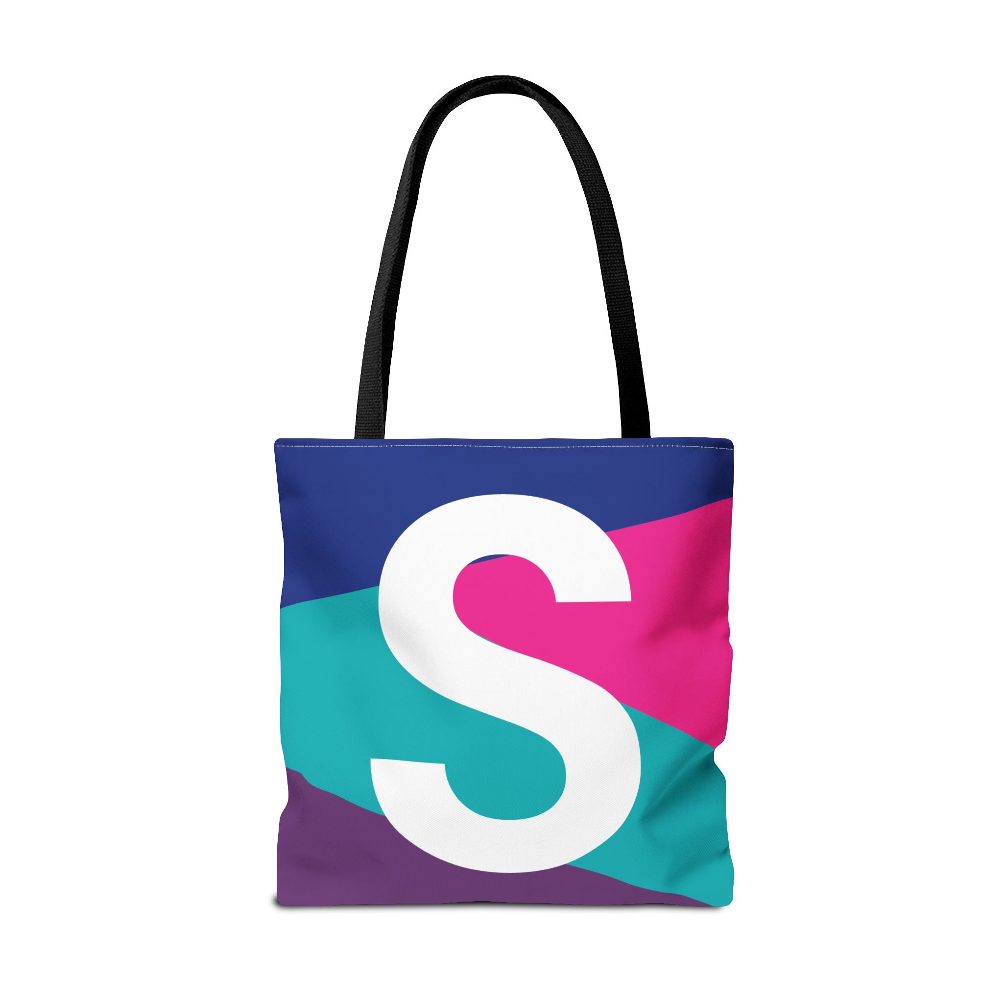 Monogram 'S' Colorblock Tote Bag — Personalized Initial S Shoulder Tote