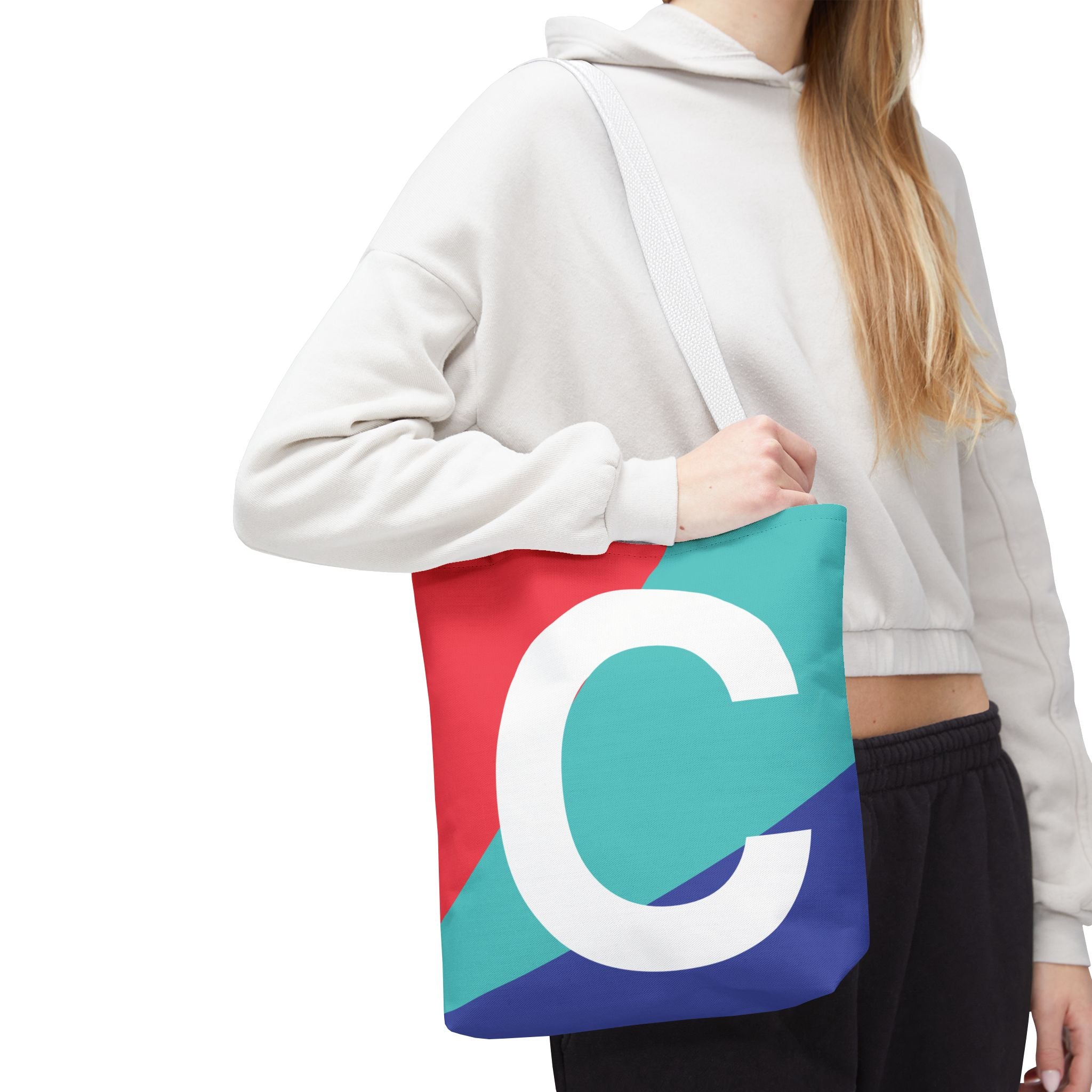 Monogram 'C' Colorblock Tote Bag — Personalized Initial C Shoulder Tote
