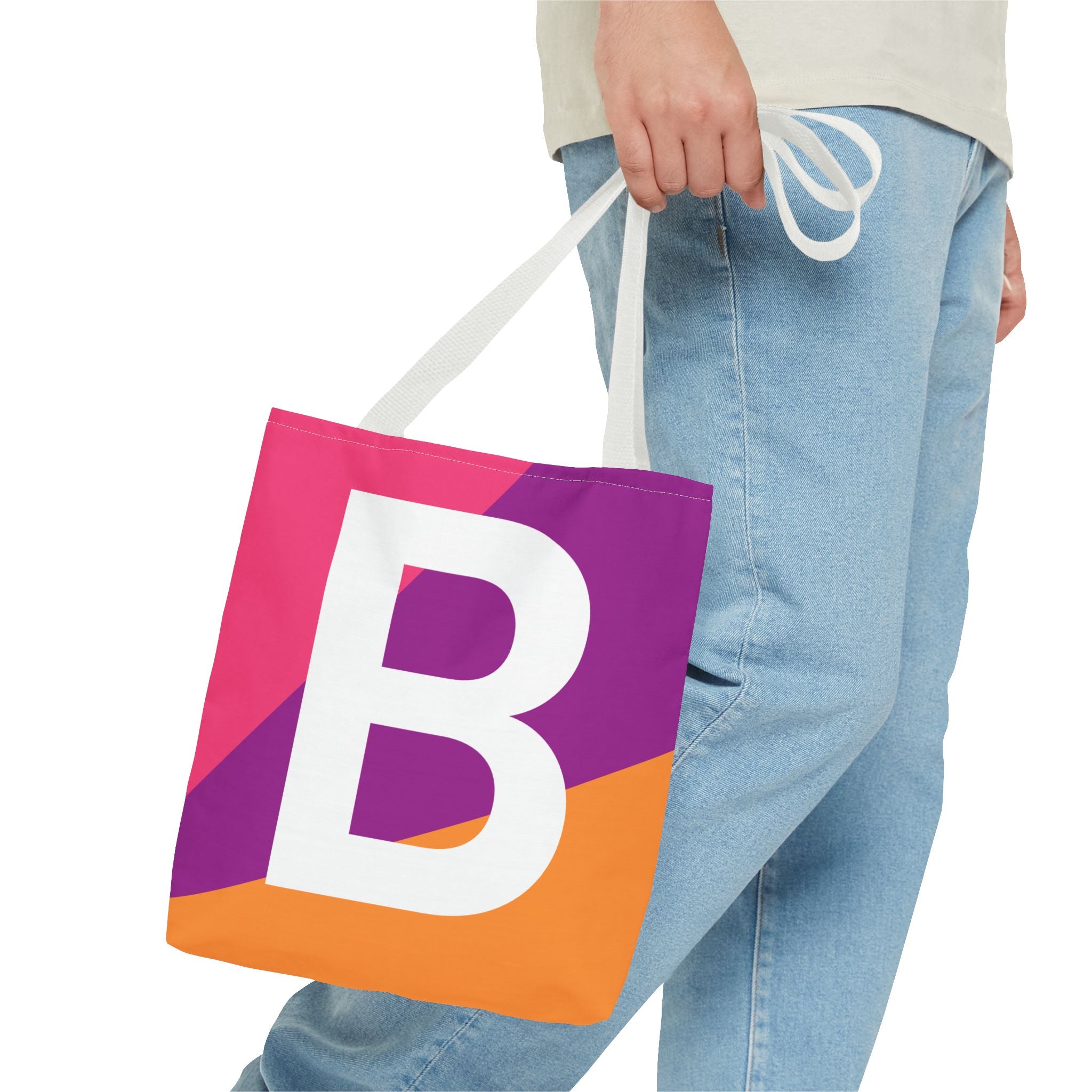 Monogram 'B' Colorblock Tote Bag — Personalized Initial B Shoulder Tote