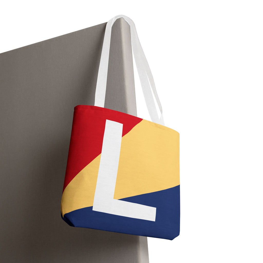 Monogram 'L' Colorblock Tote Bag — Personalized Initial L Shoulder Tote